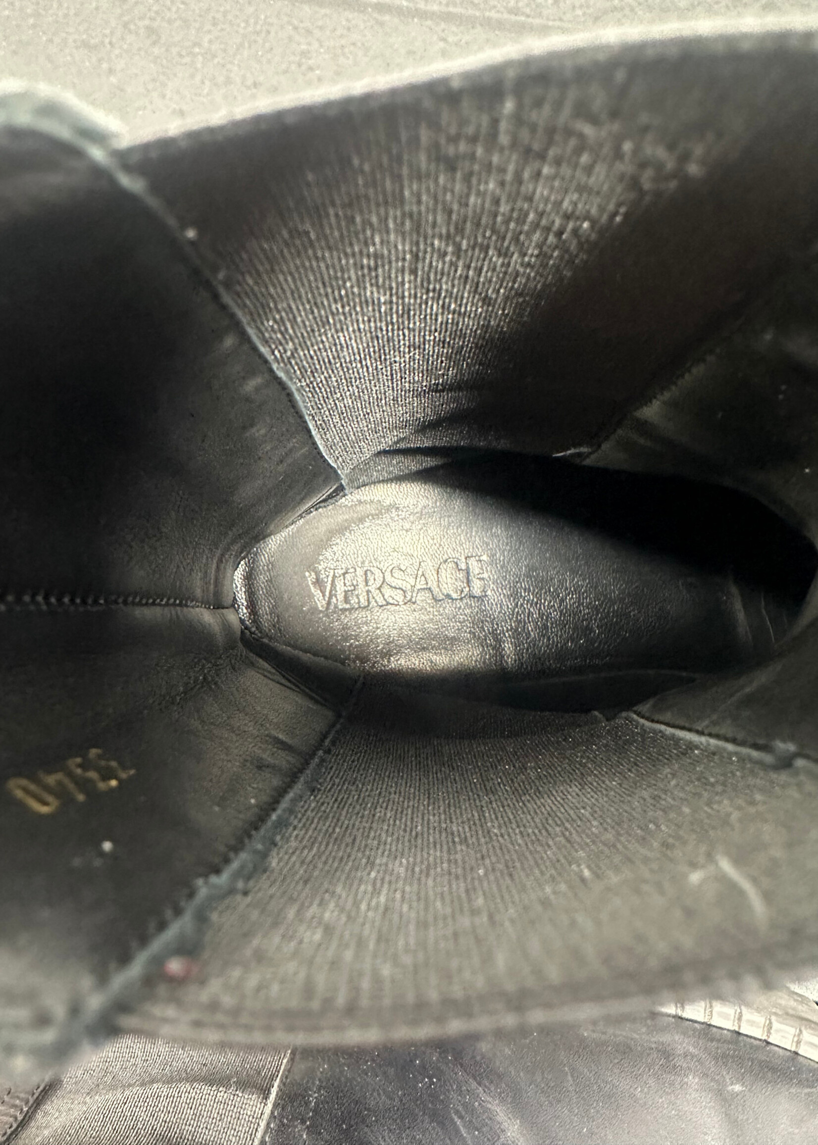 Versace Black Leather Chelsea Boot 38