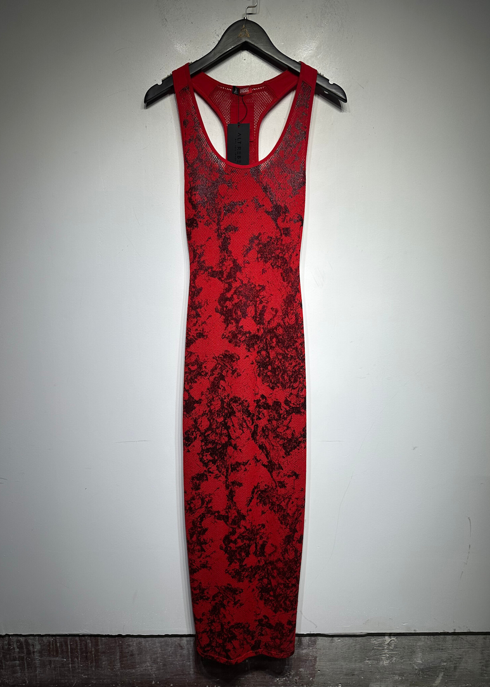 Diesel Savage x Fenty Red & Black Fishnet Dress Fem S