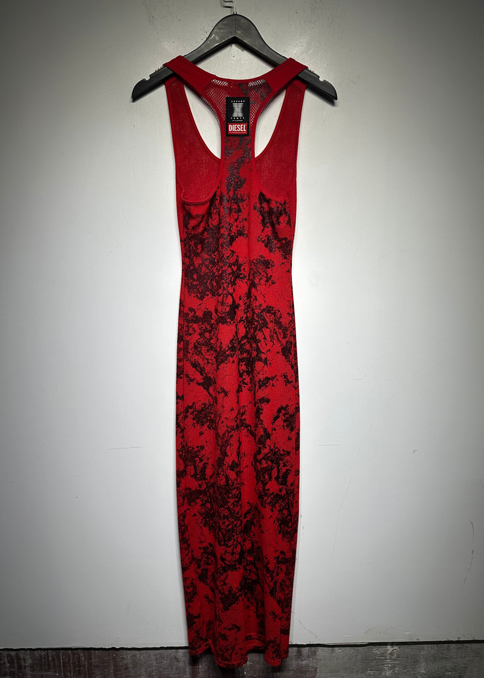 Diesel Savage x Fenty Red & Black Fishnet Dress Fem S