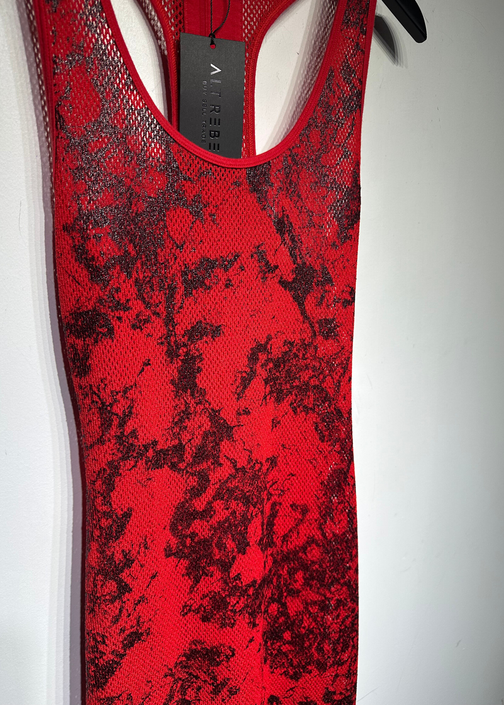 Diesel Savage x Fenty Red & Black Fishnet Dress Fem S