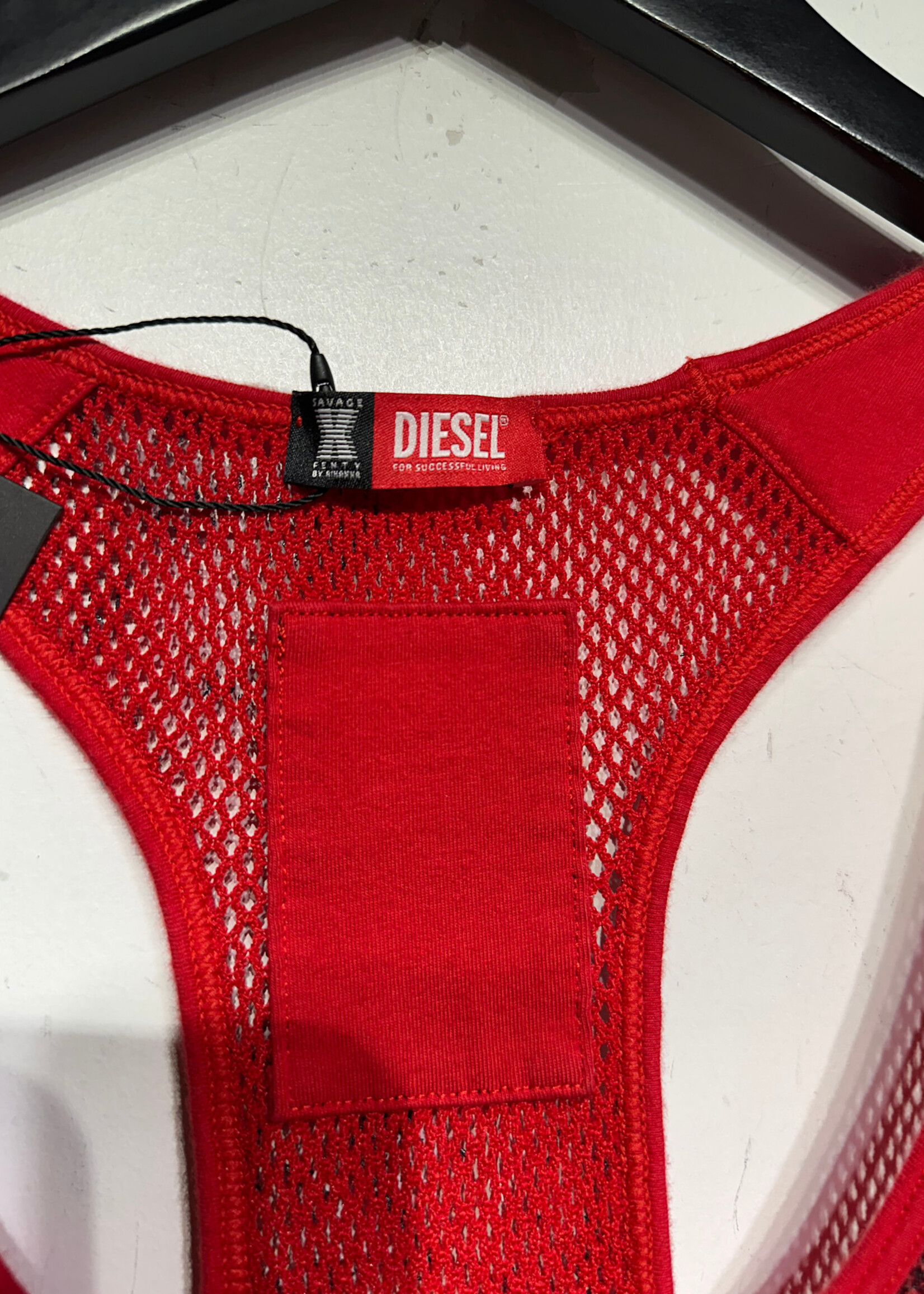 Diesel Savage x Fenty Red & Black Fishnet Dress Fem S