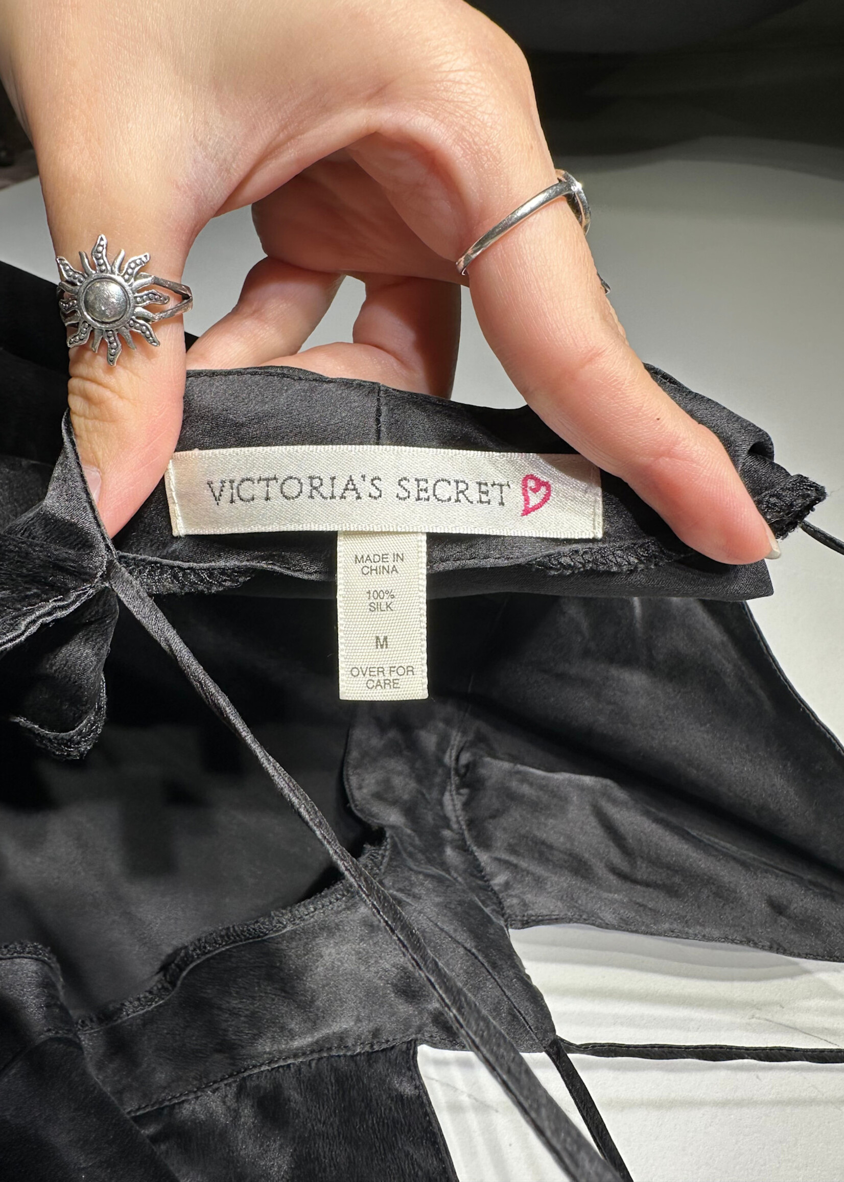 VICTORIA'S SECRET BLACK SILK DRESS M