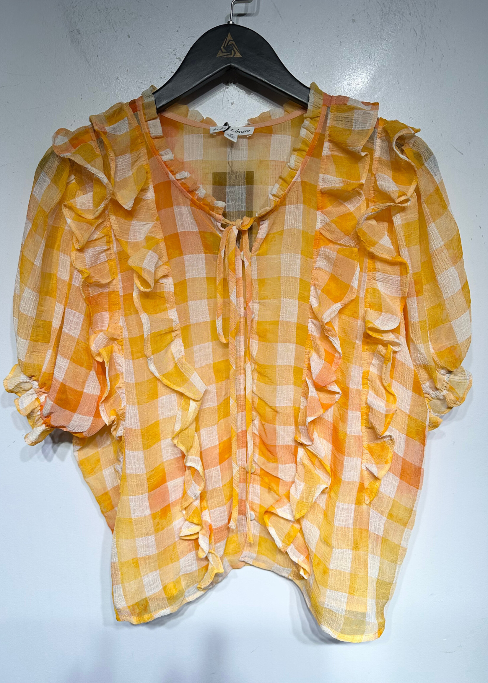 FOR LOVE & LEMON ORANGE PLAID BLOUSE M