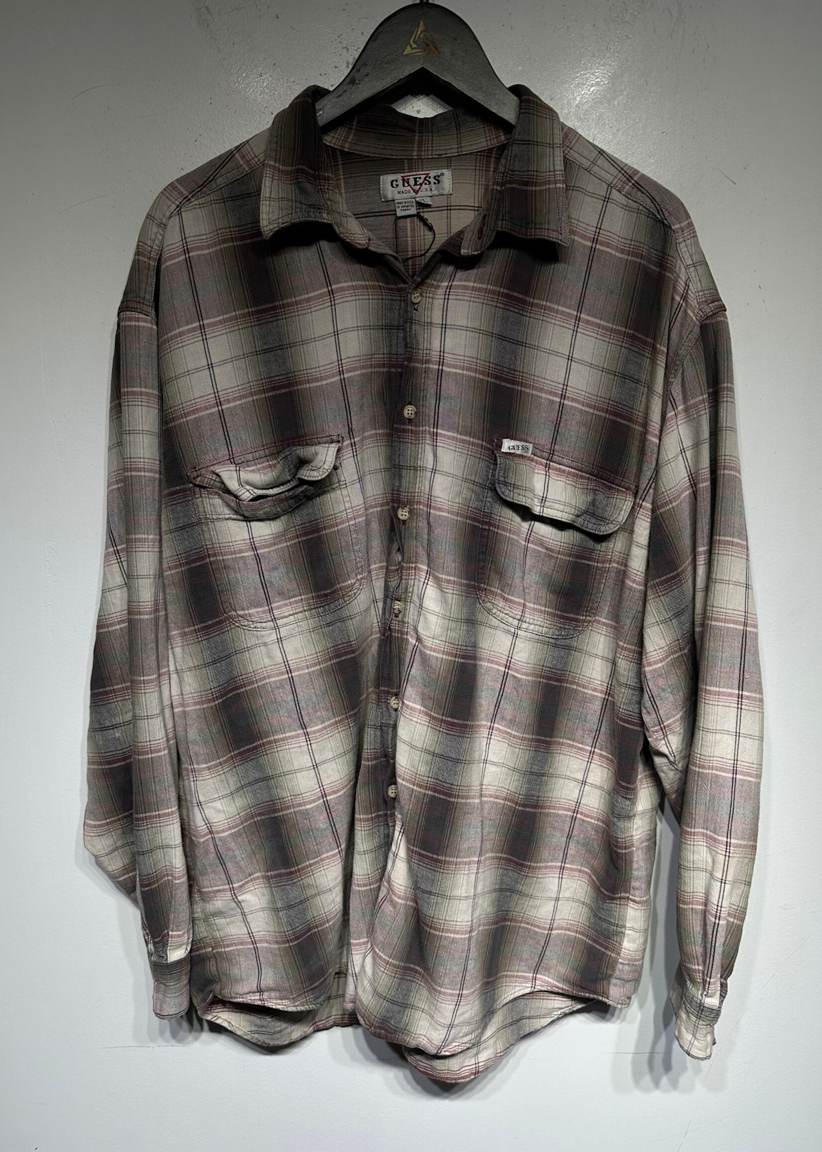 Guess Vintage Red Grey Flannel XL
