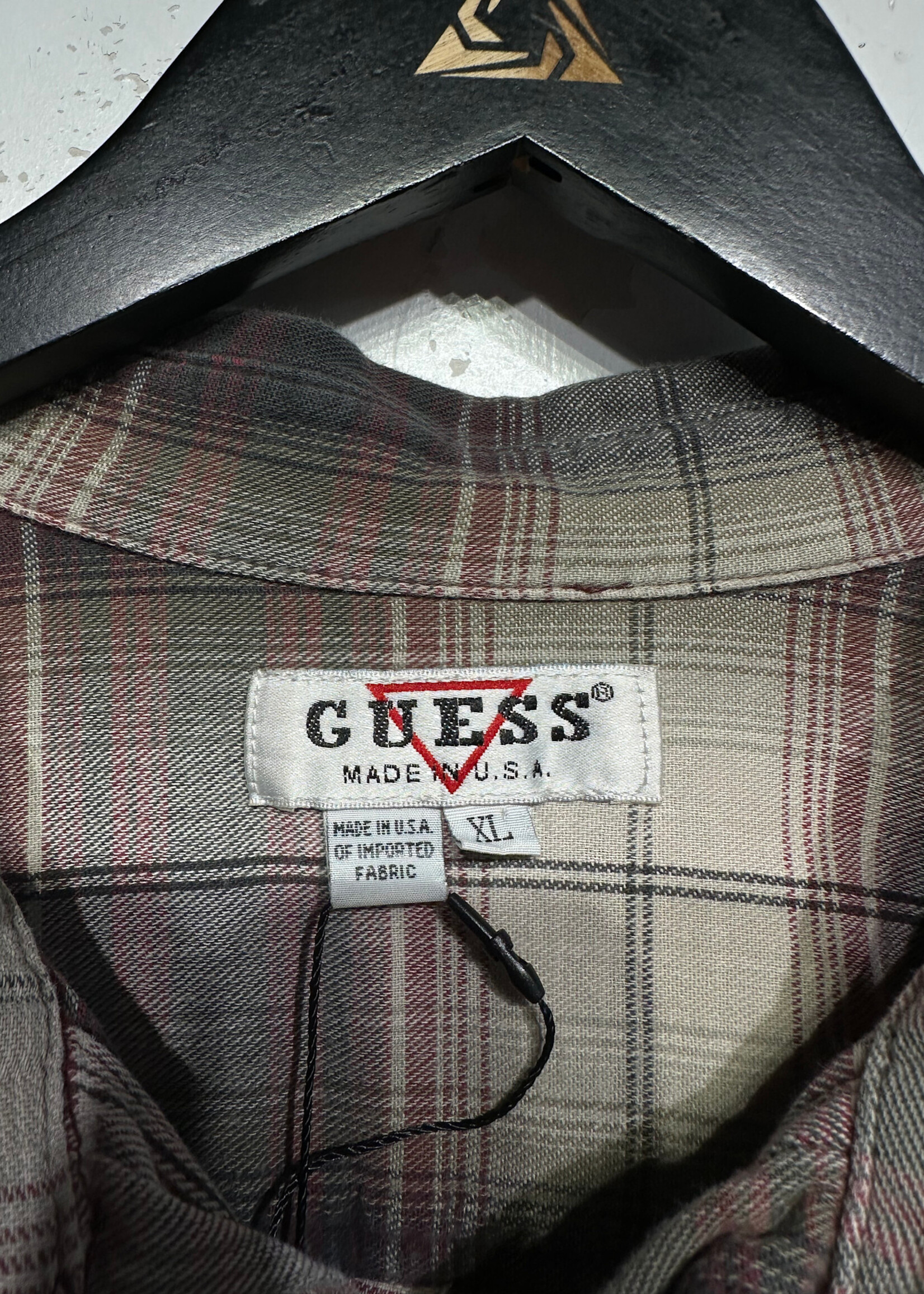 Guess Vintage Red Grey Flannel XL
