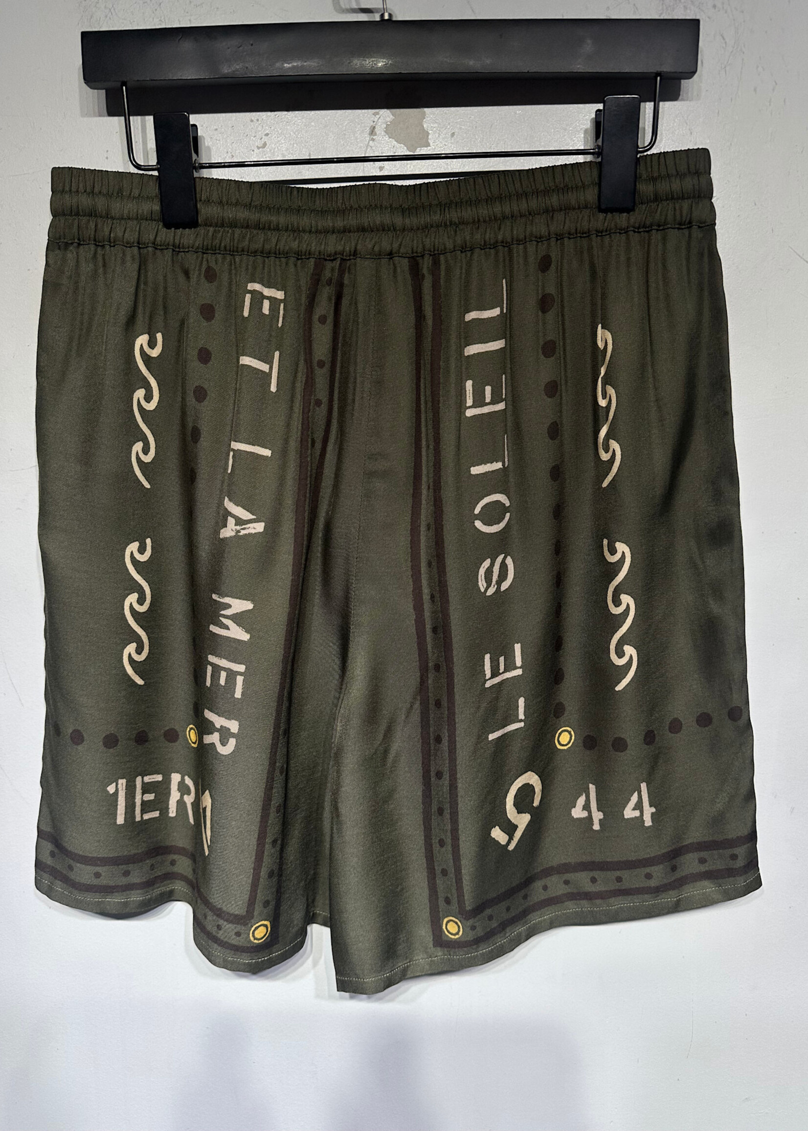 Balmain NWT Green Printed Silk Shorts Masc 30