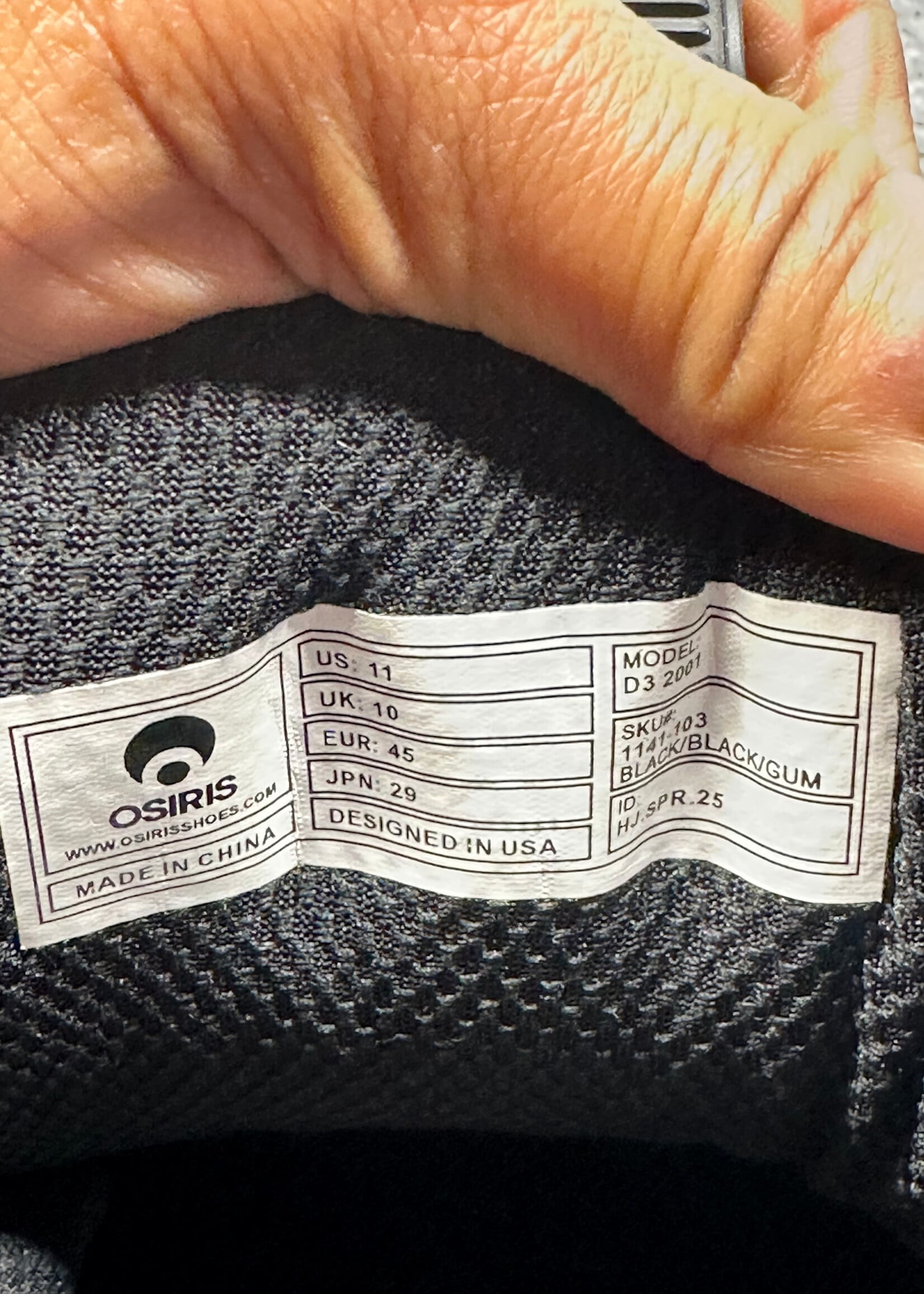 Osiris D3 Black Gum Sole Sneaker 11