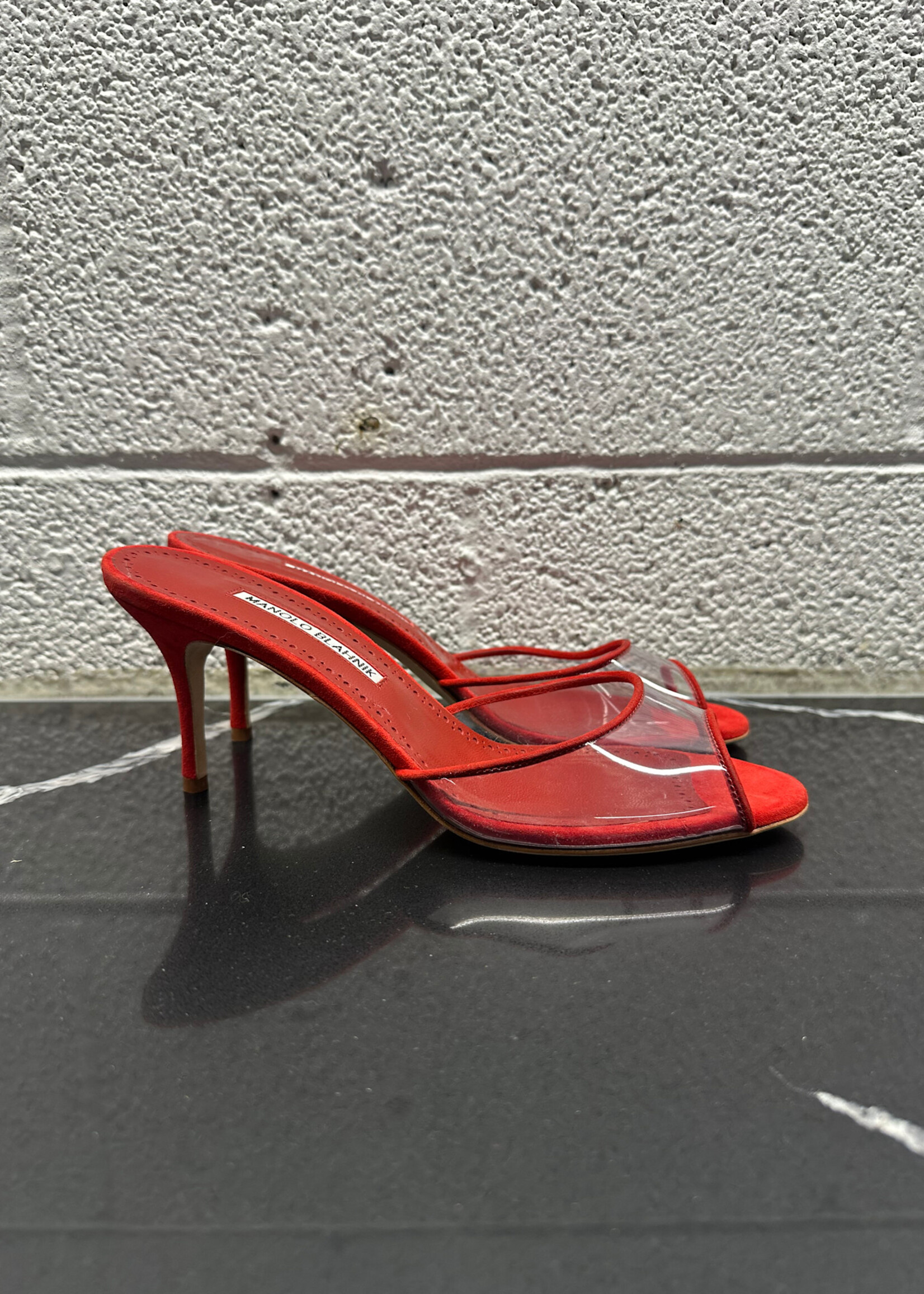 Manolo Blahnik Red PVC Heel 38.5/8.5