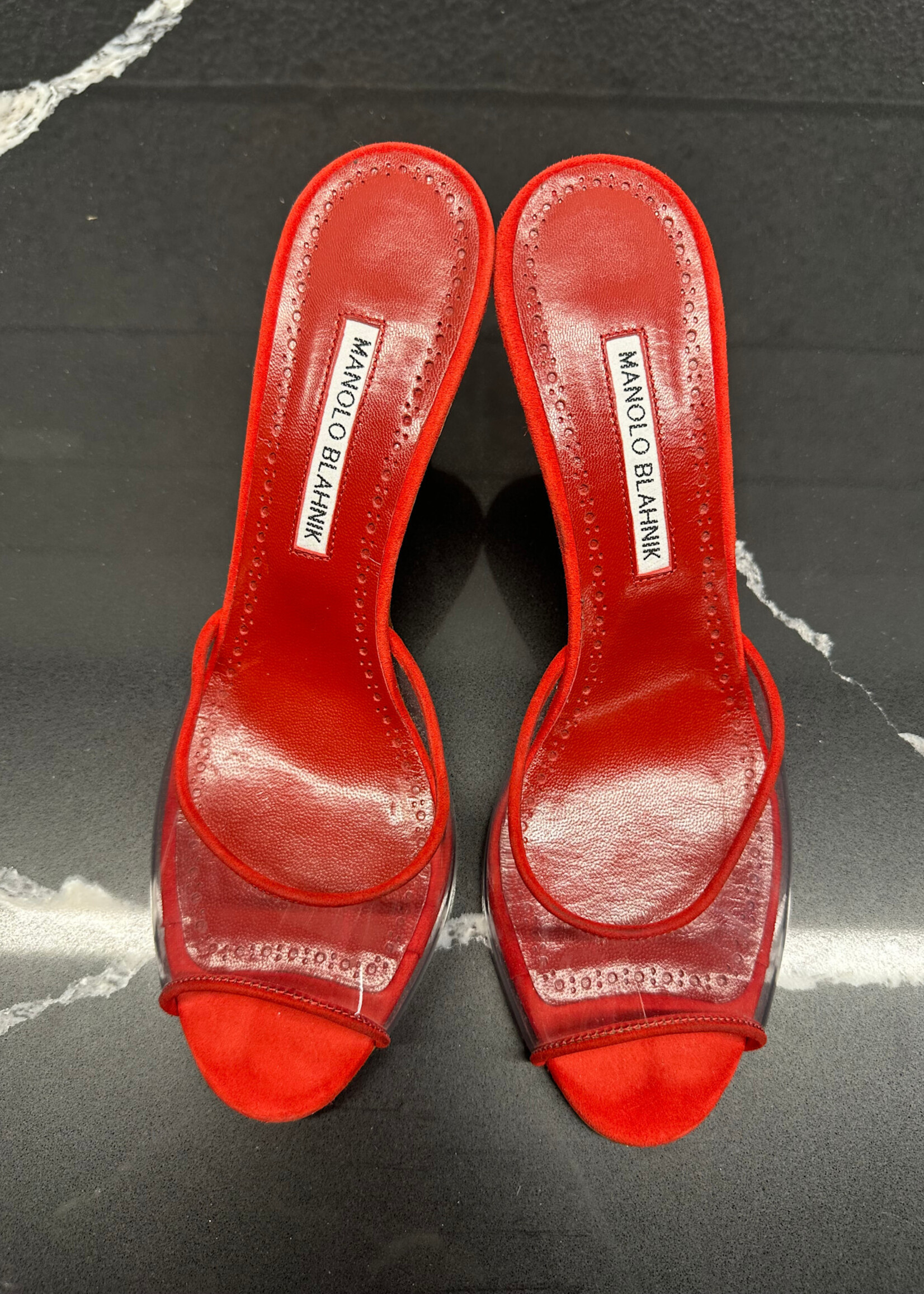 Manolo Blahnik Red PVC Heel 38.5/8.5