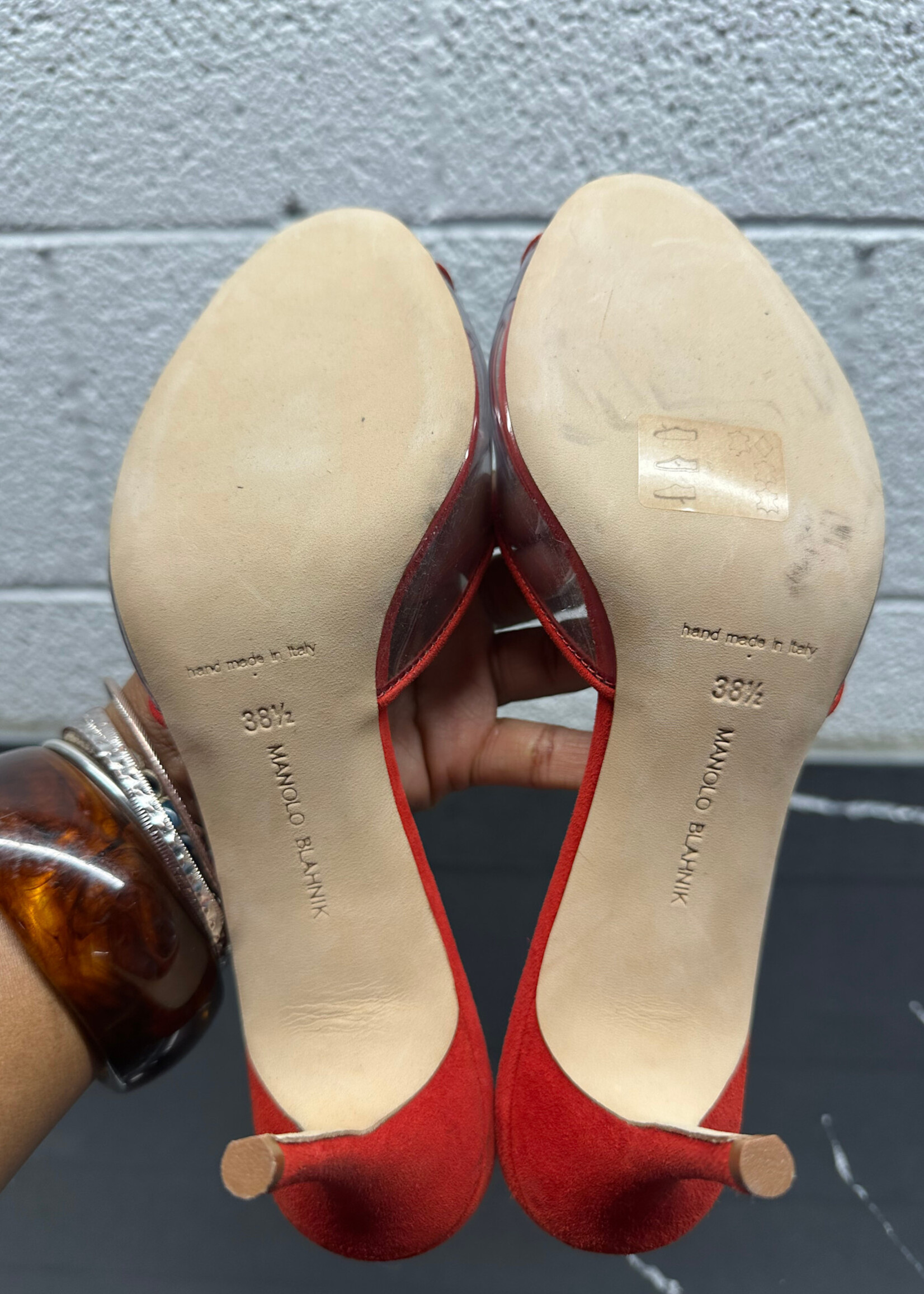 Manolo Blahnik Red PVC Heel 38.5/8.5