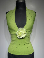 Veronique Young Green Halter Bedazzled Top S