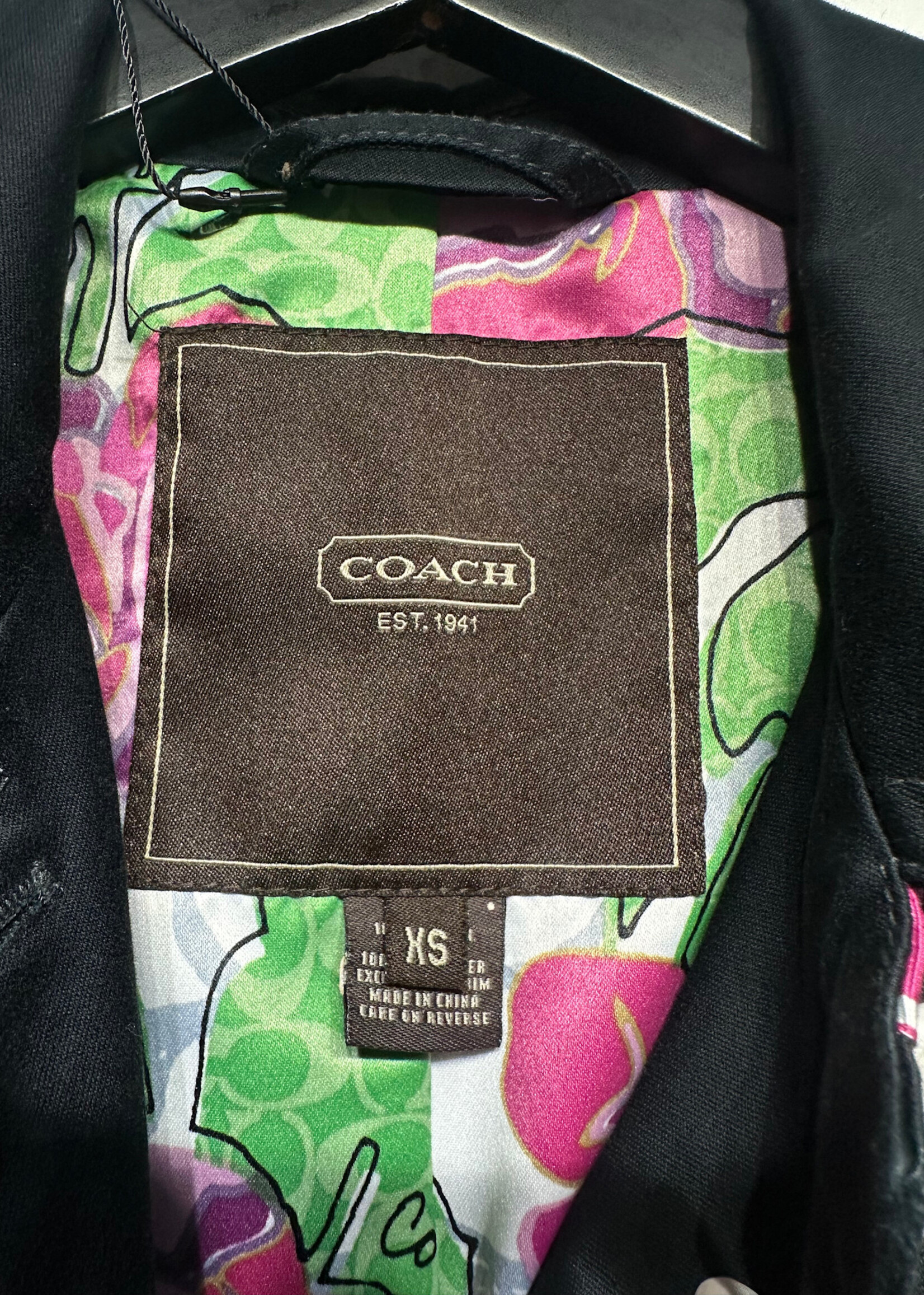 Coach Black Mid Length Overcoat XS AS IS