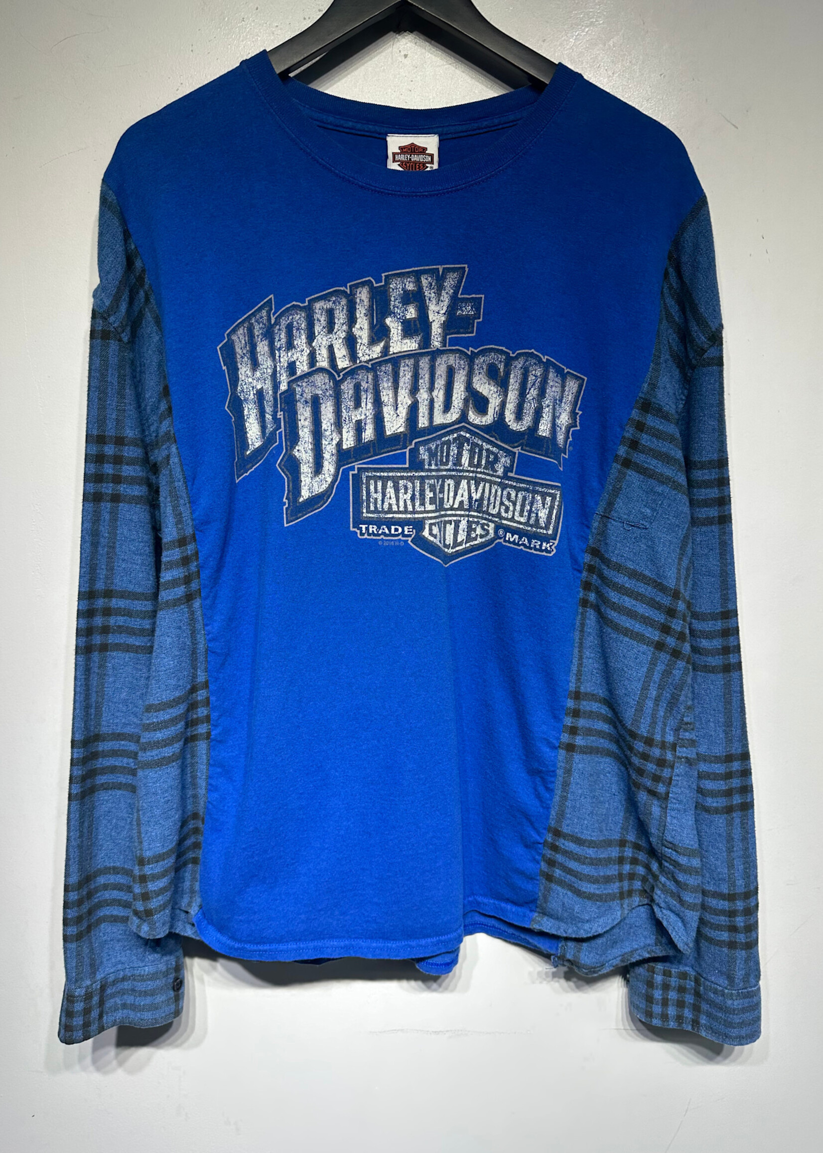 Harley Reworked Blue Flannel Tee XL