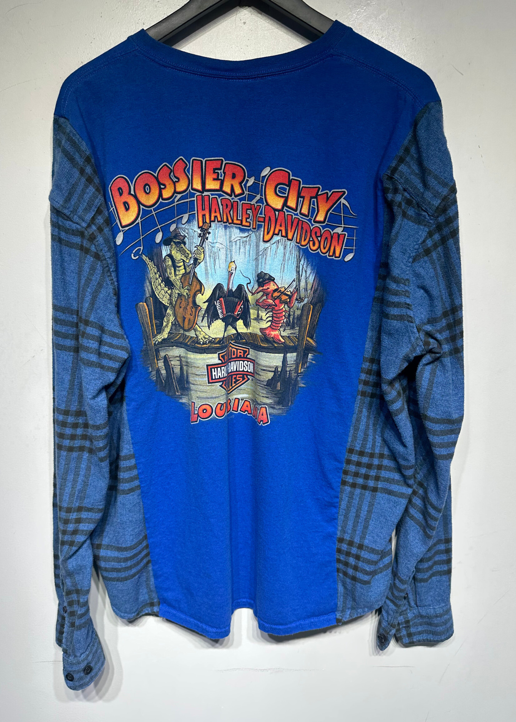 Harley Reworked Blue Flannel Tee XL