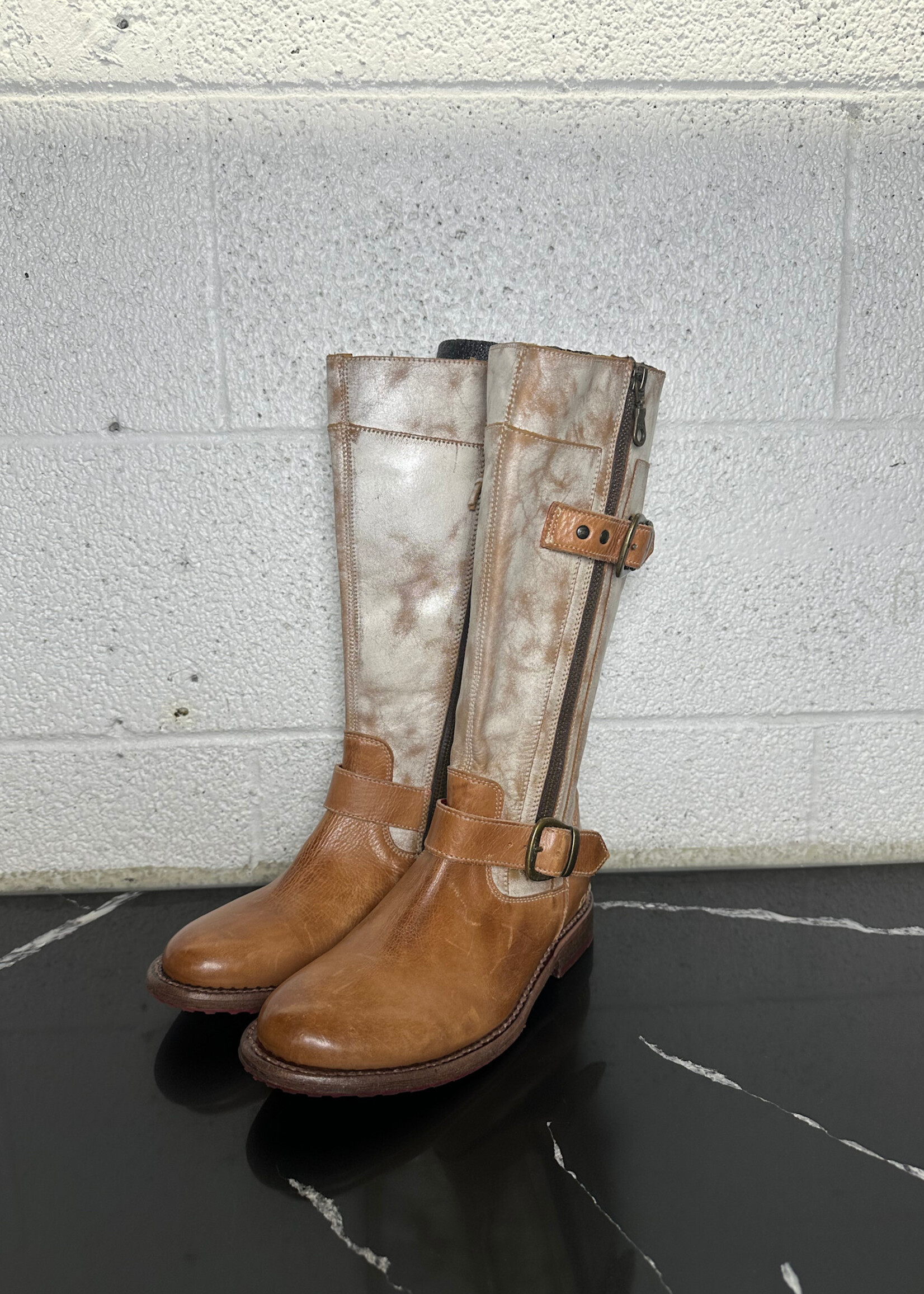 Bed Stu White Painted Calf Hi Boots 6