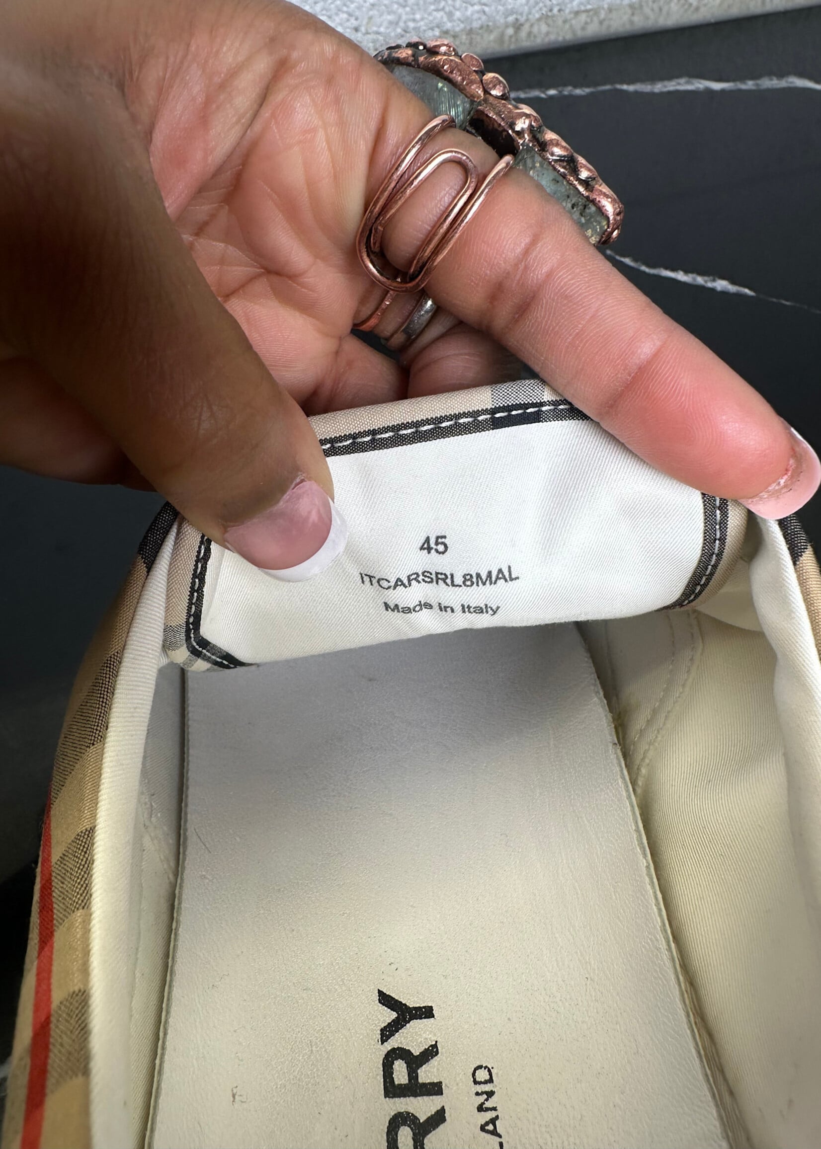 Burberry Wilson Nova Check Plimsol Sneaker 45/12 AS IS