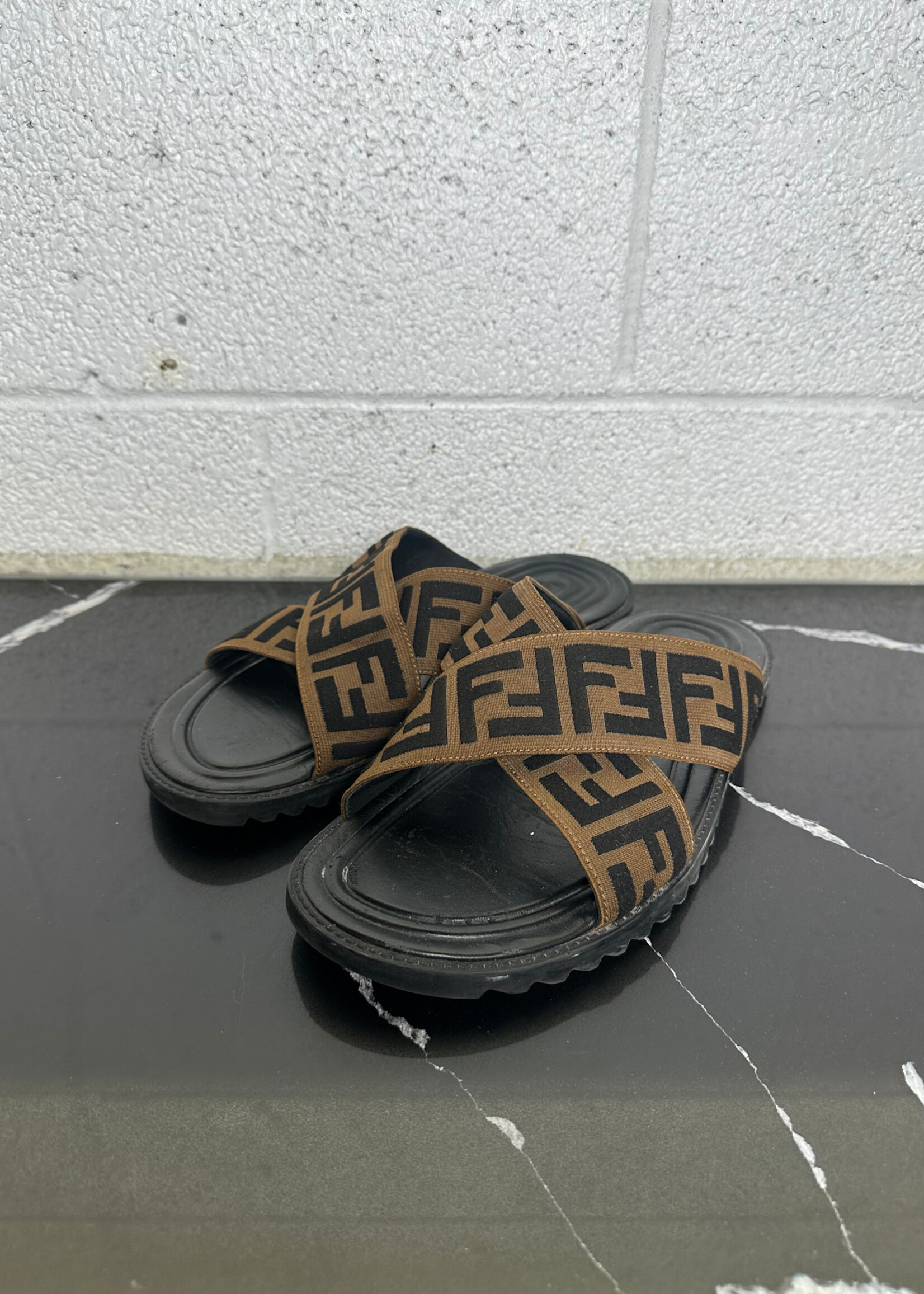 Fendi Monogram Strap Sandal Fits Masc 10.5-11 AS IS