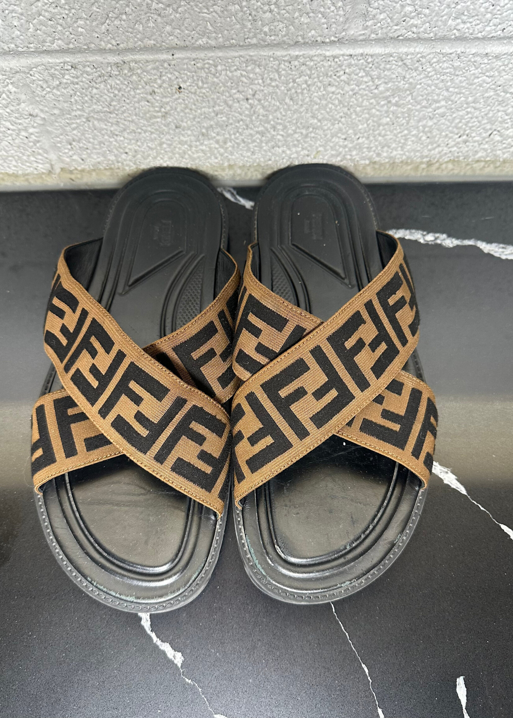 Fendi Monogram Strap Sandal Fits Masc 10.5-11 AS IS