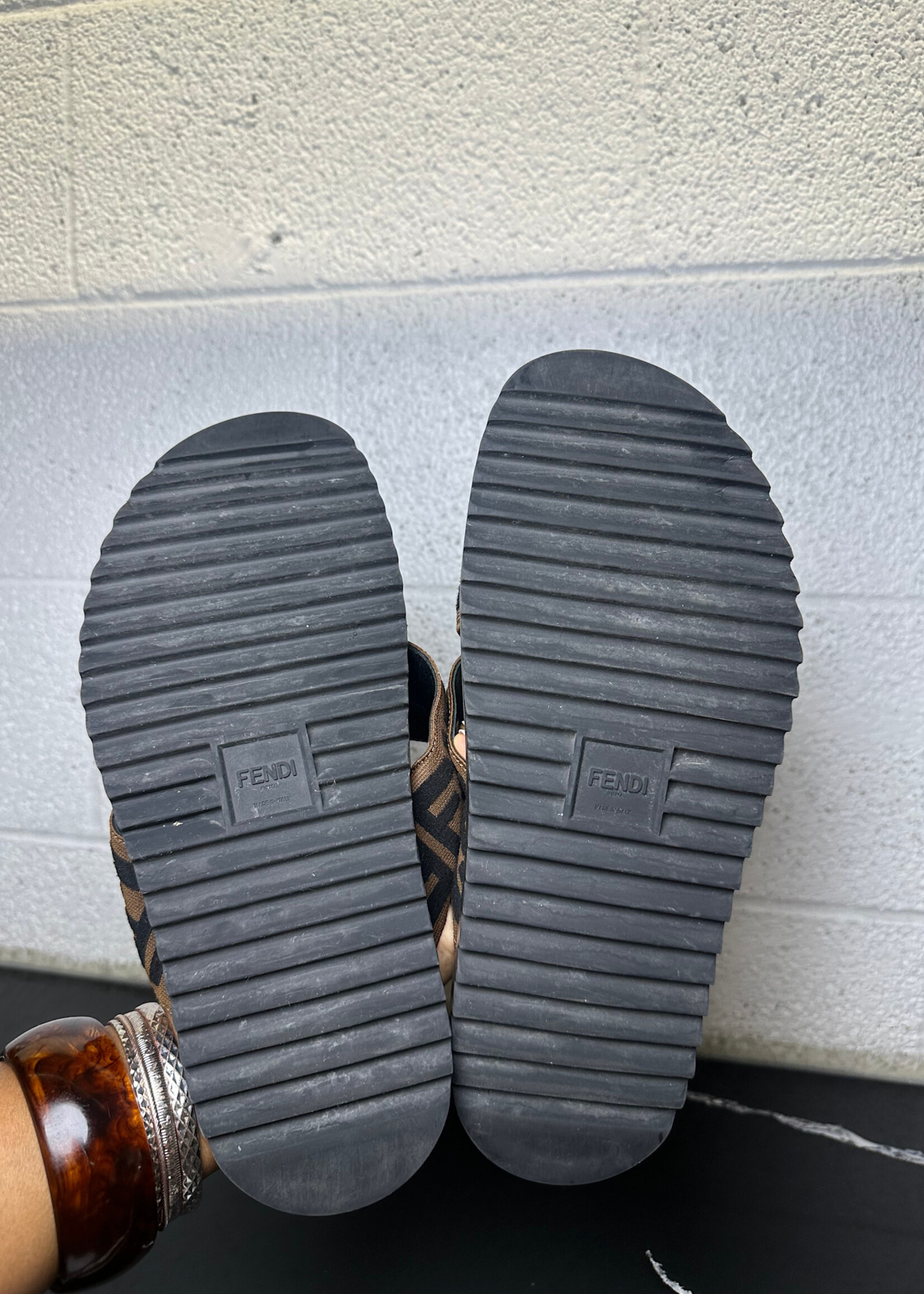 Fendi Monogram Strap Sandal Fits Masc 10.5-11 AS IS