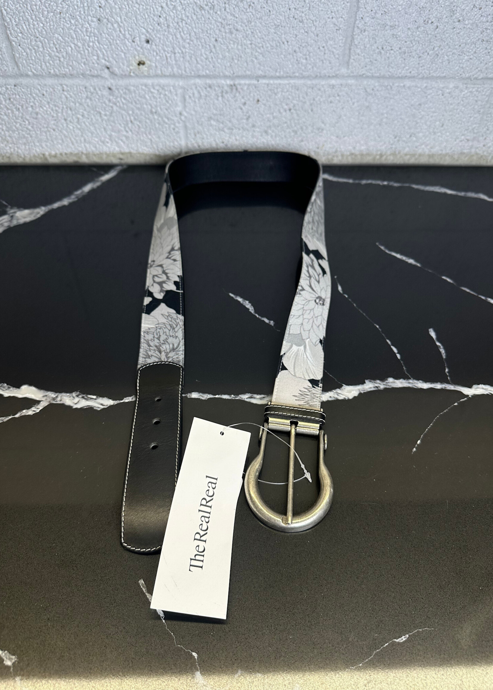 Burberry Grey Floral Belt L