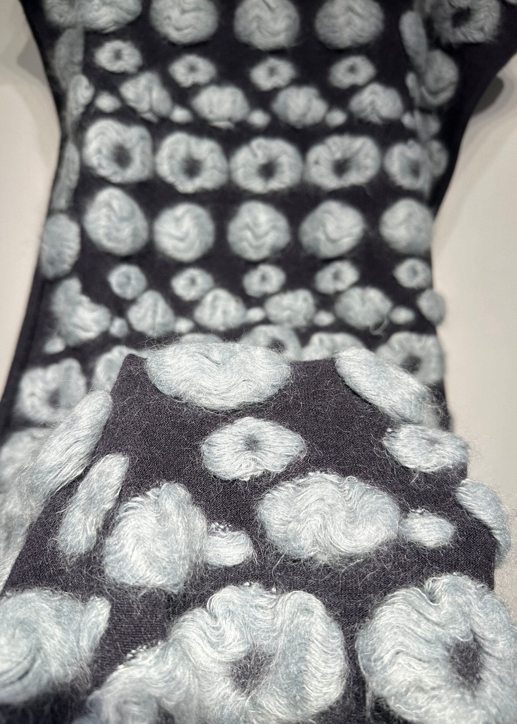 Dior Navy Blue Wool Dot Design Scarf
