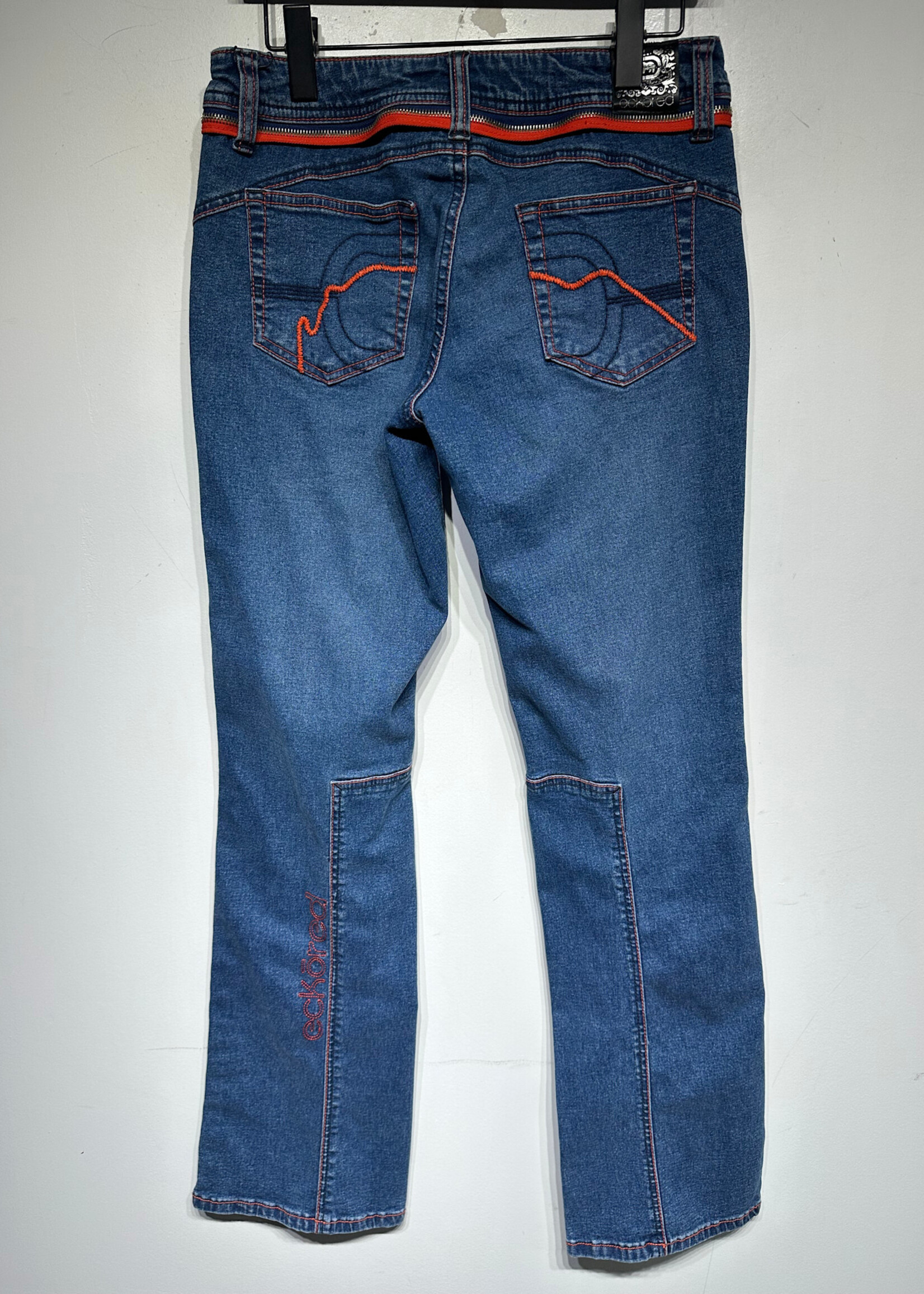 Ecko red Blue Orange Y2K Midwash flared Jeans Fem 30