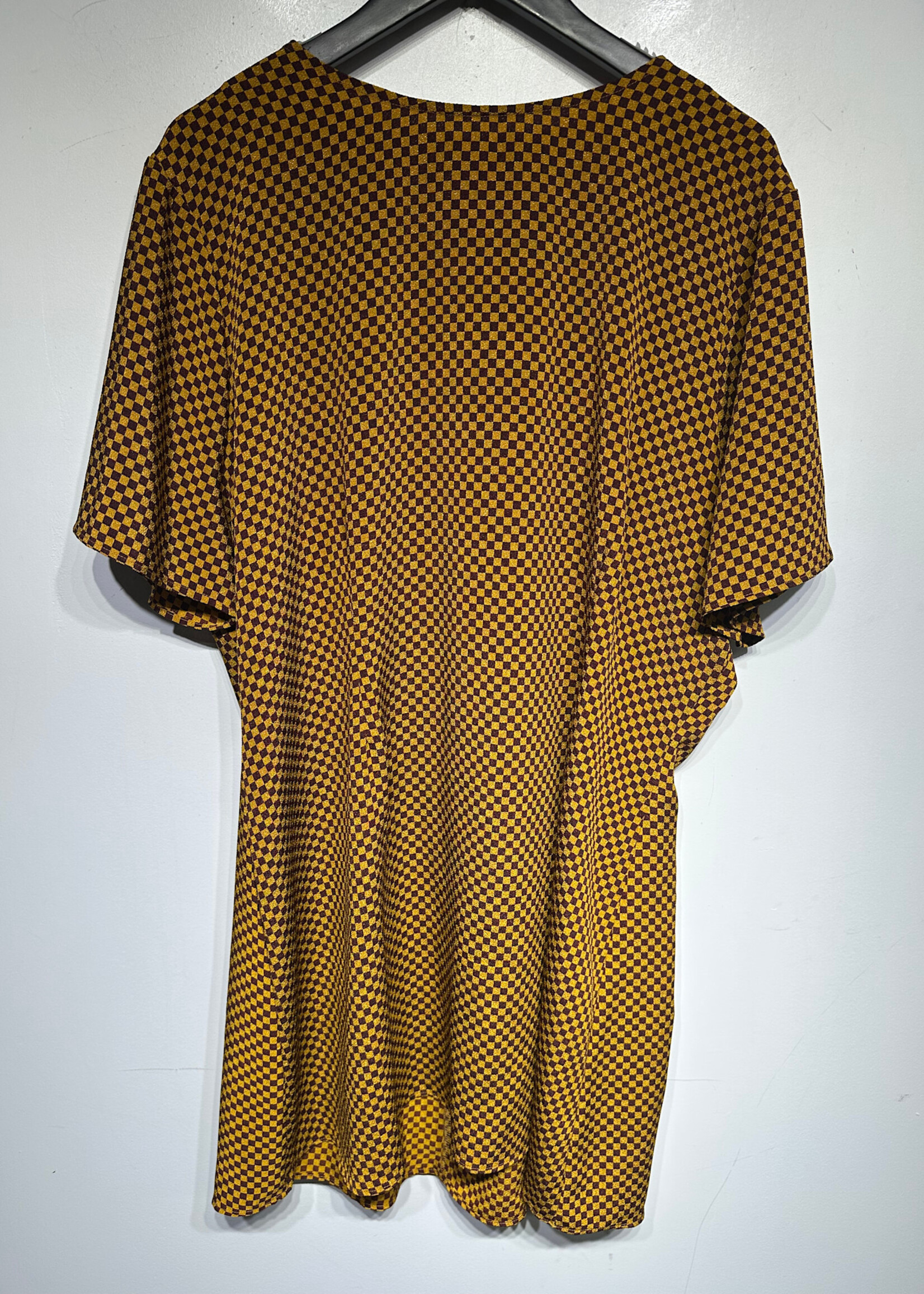 Lisa Says Gah NWT Yellow Brown Plaid Dress 3XL