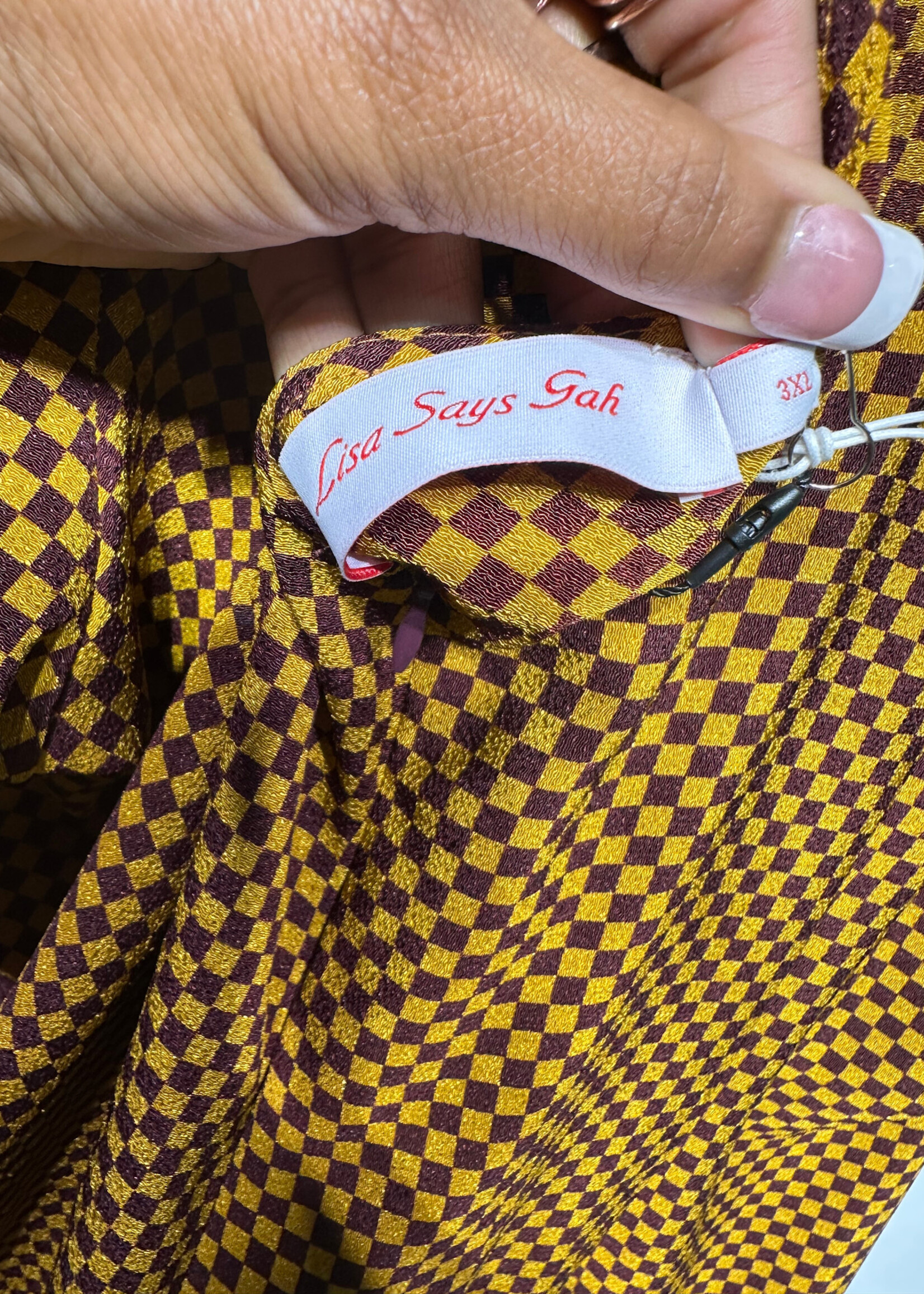 Lisa Says Gah NWT Yellow Brown Plaid Dress 3XL