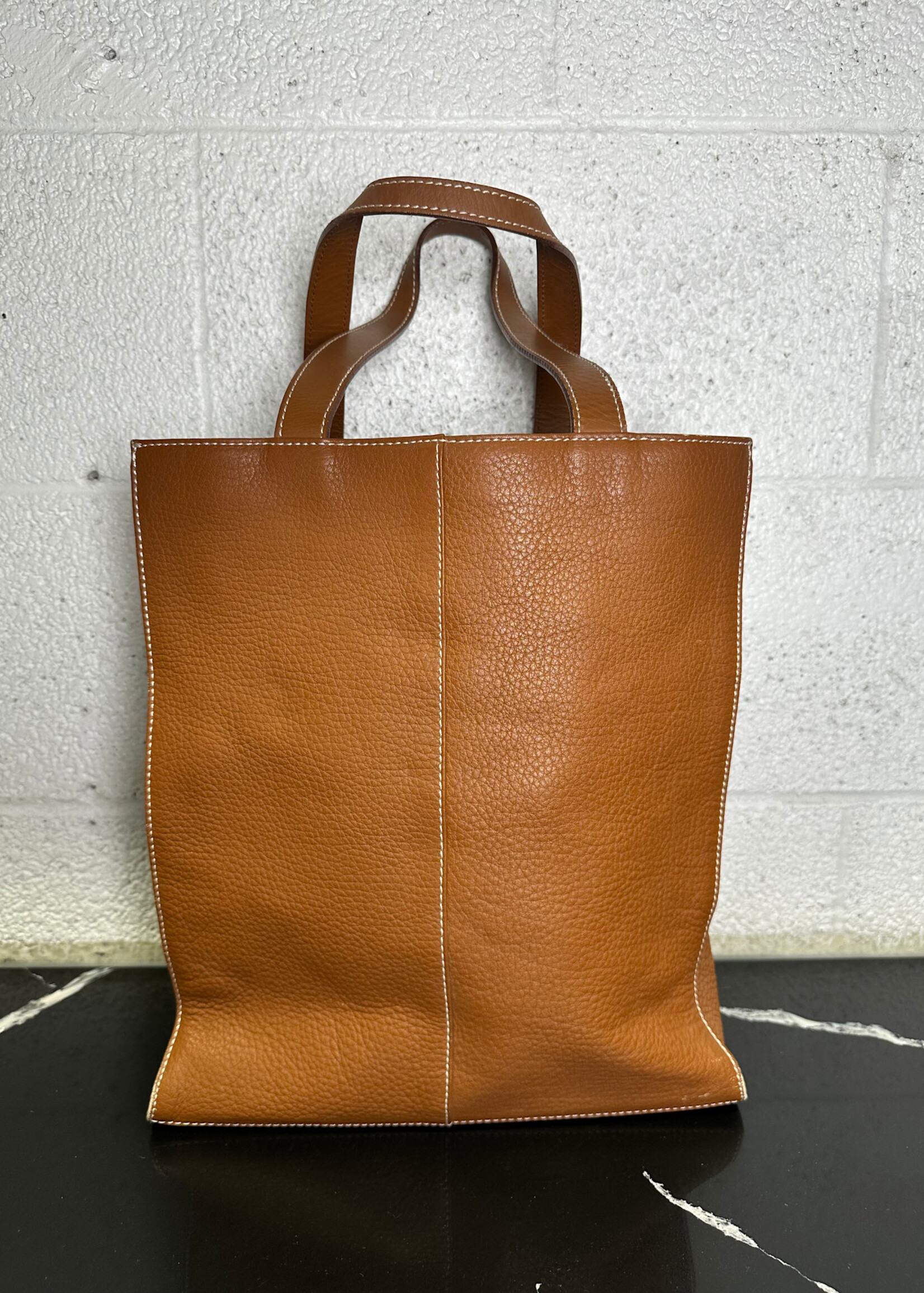 Burberry Brown Leather Nova Check Lined Bag OS As Is