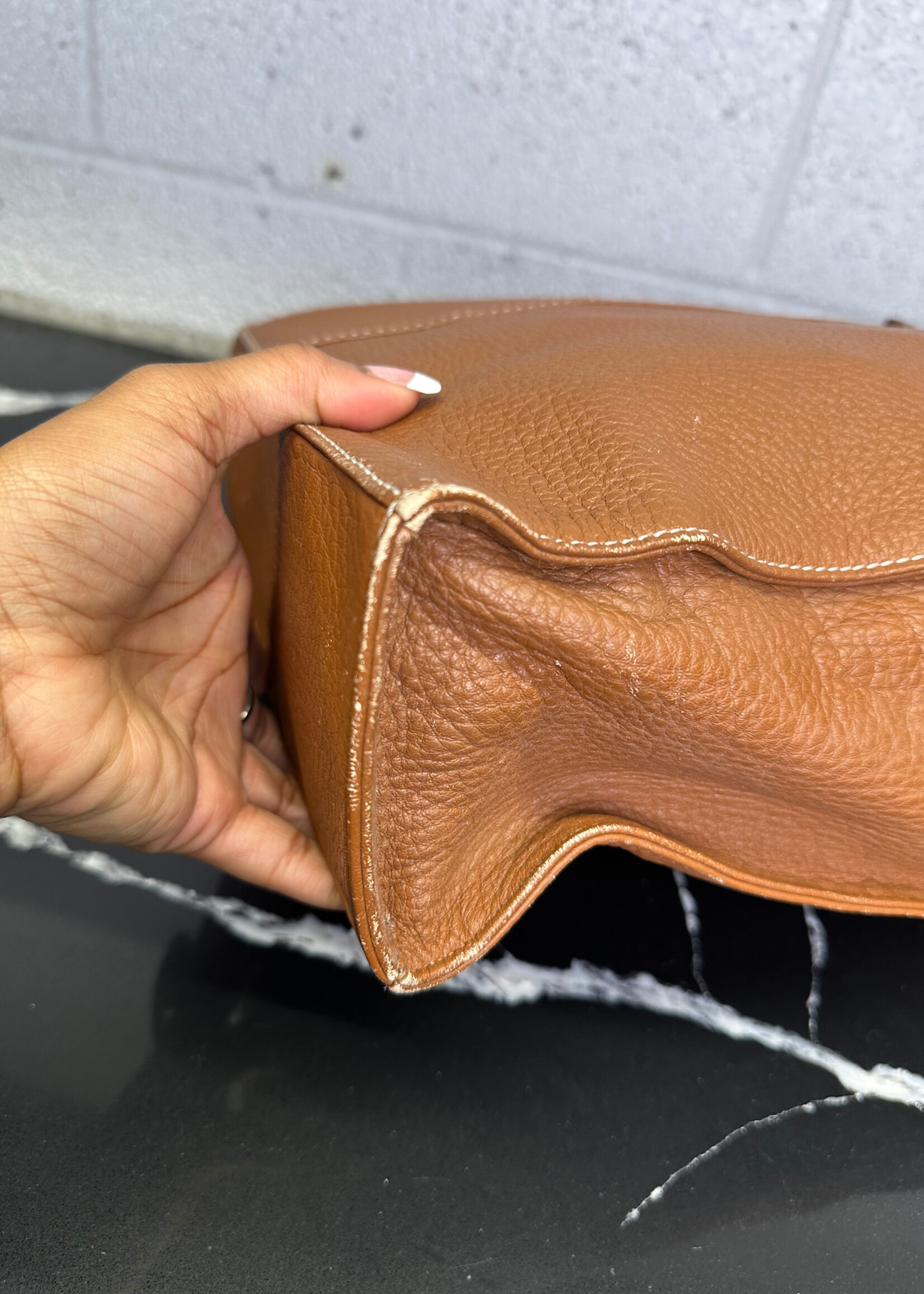 Burberry Brown Leather Nova Check Lined Bag OS As Is