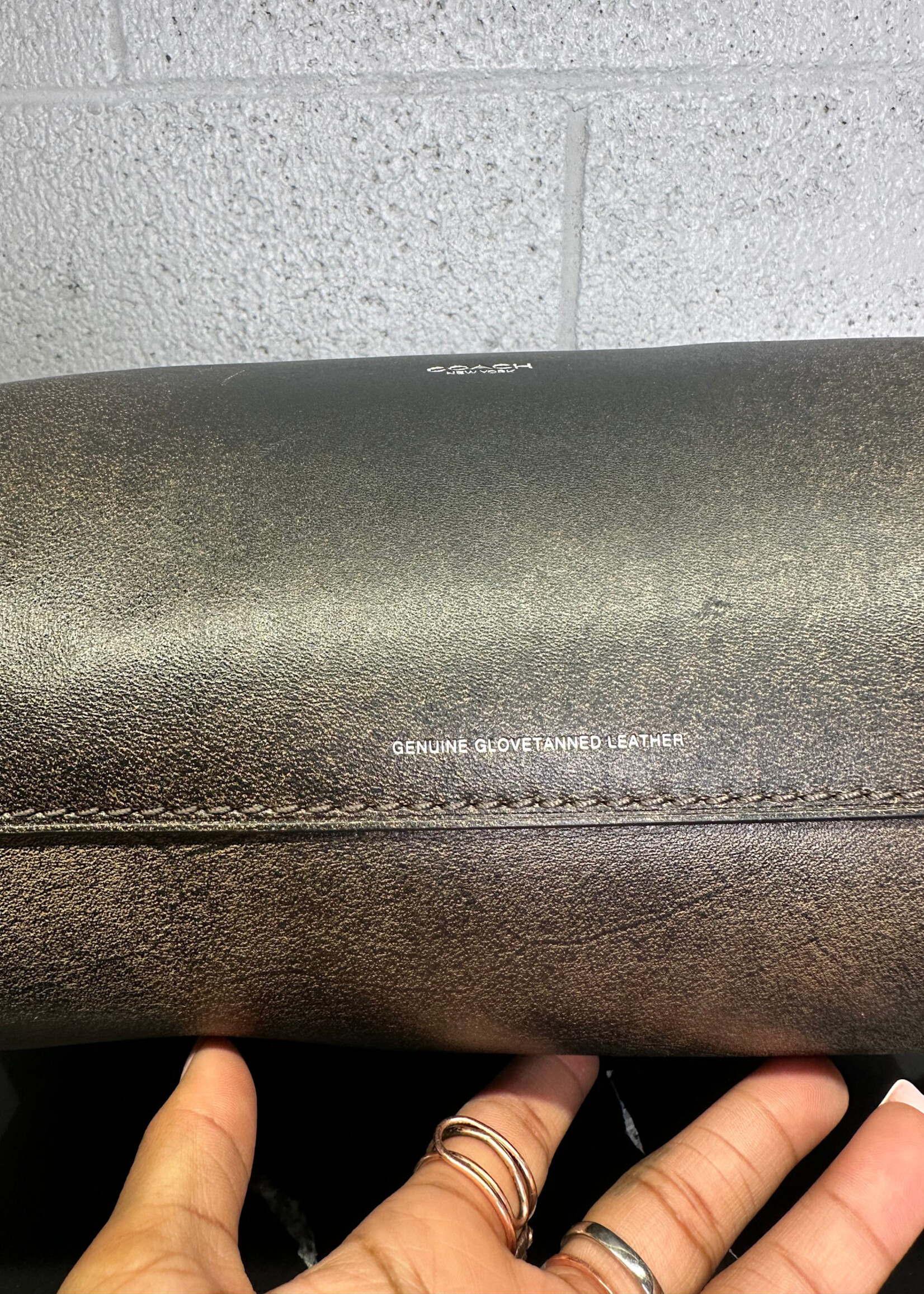 Coach Black Brown Faded Mott Leather Bag OS