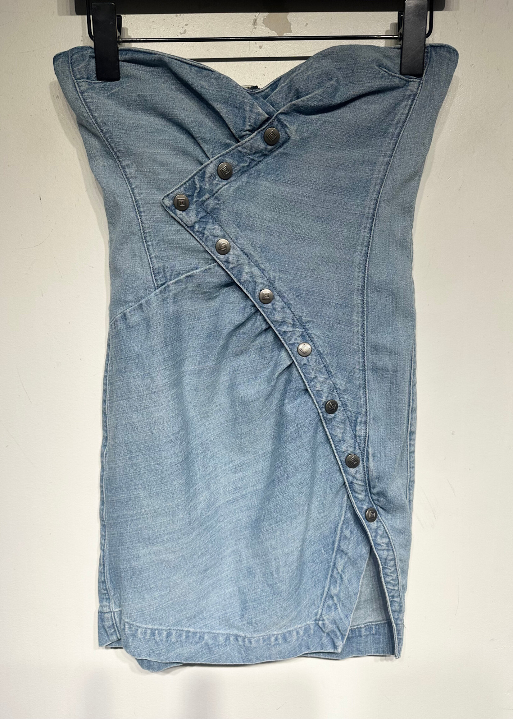 Noam Light Wash Strapless Denim Dress XS Fem