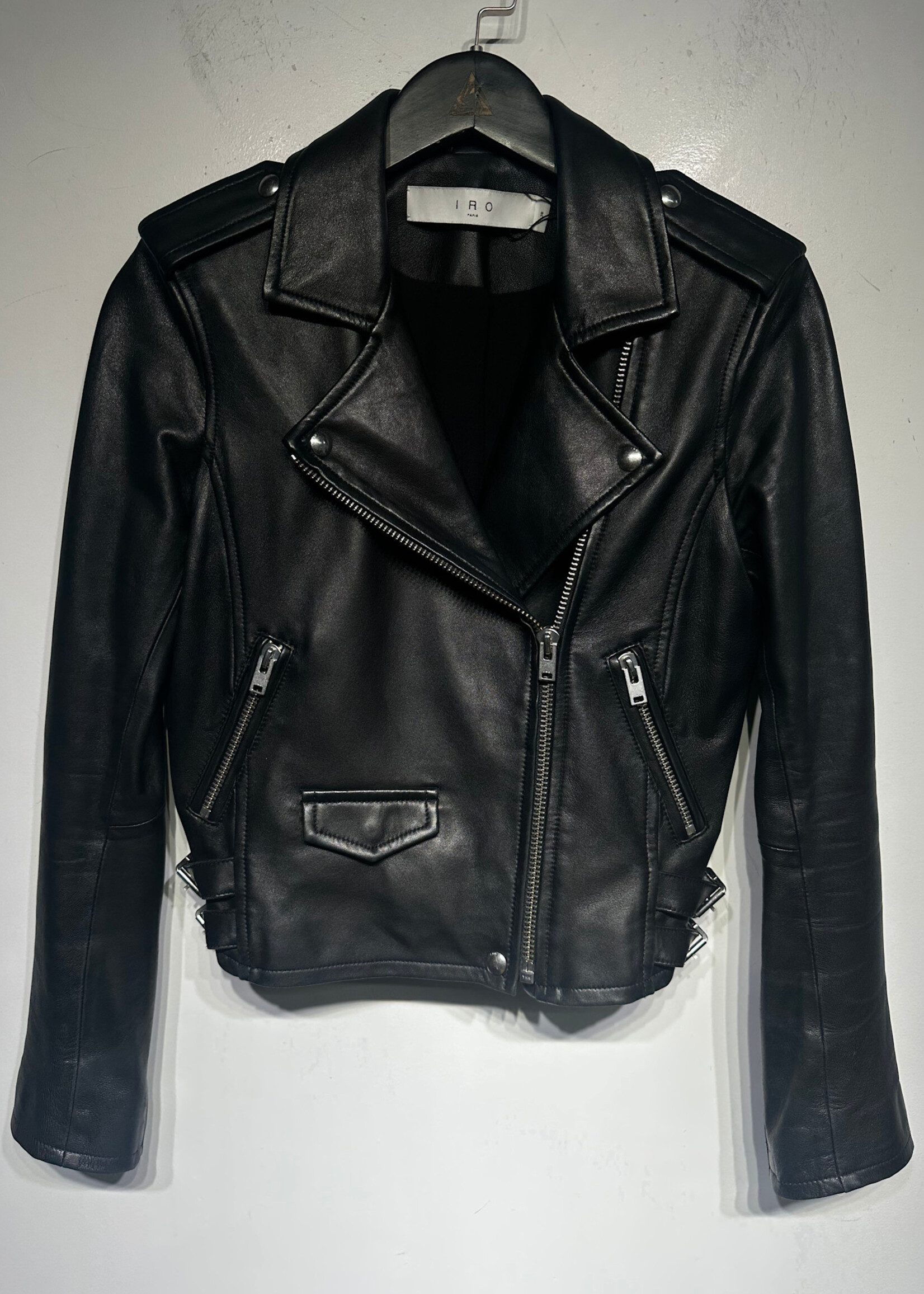IRO Paris Black Leather Lambskin Jacket Fem S