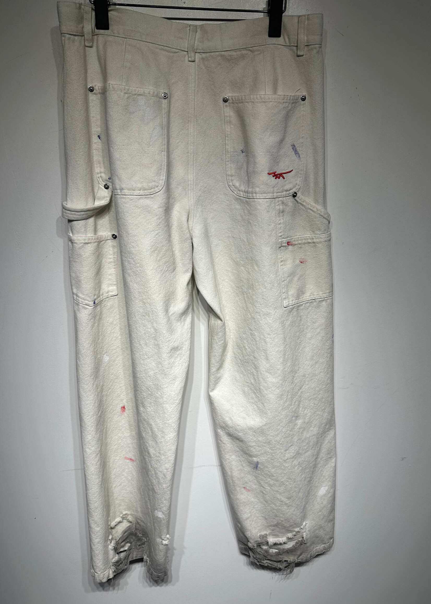 HMDD White Splatter Paint Double Knee 34 Pants As Is