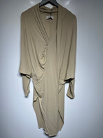 Myrah Penaloza Beige Wideneck Layered Ribbed Dress XS