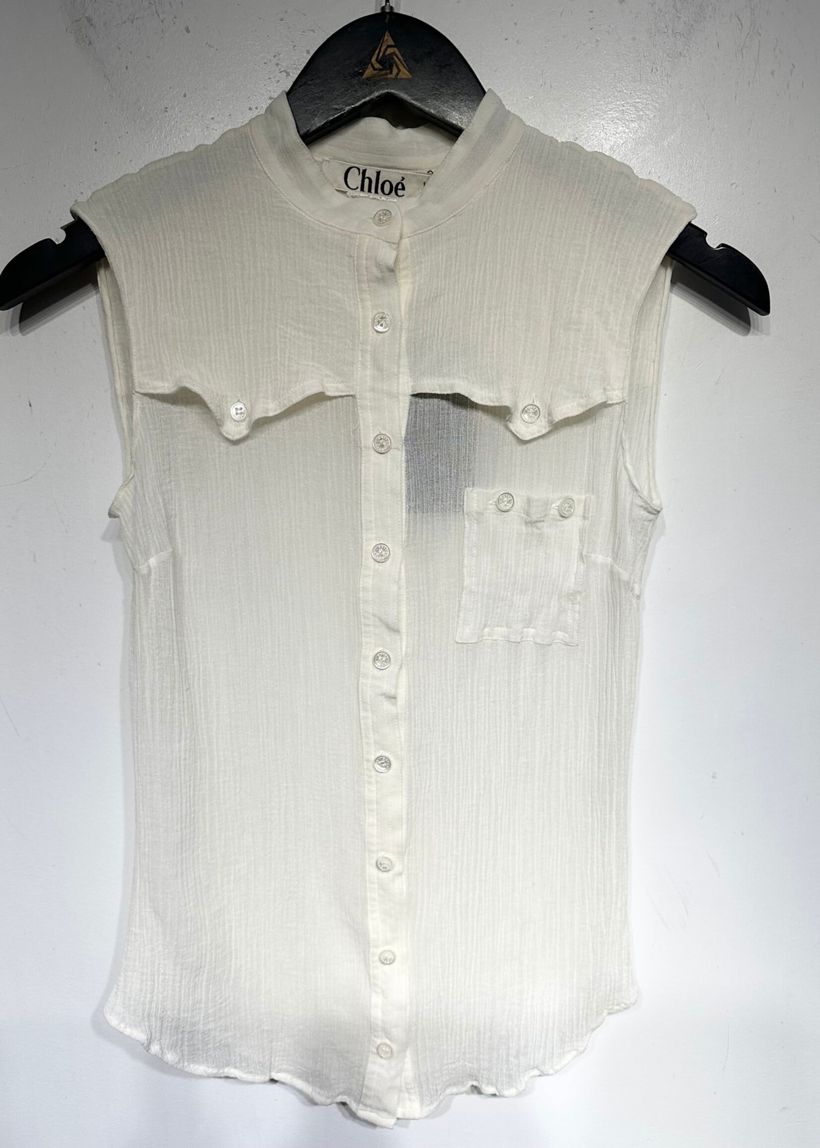 Chloe White Sheer Sleeveless BU Fem M