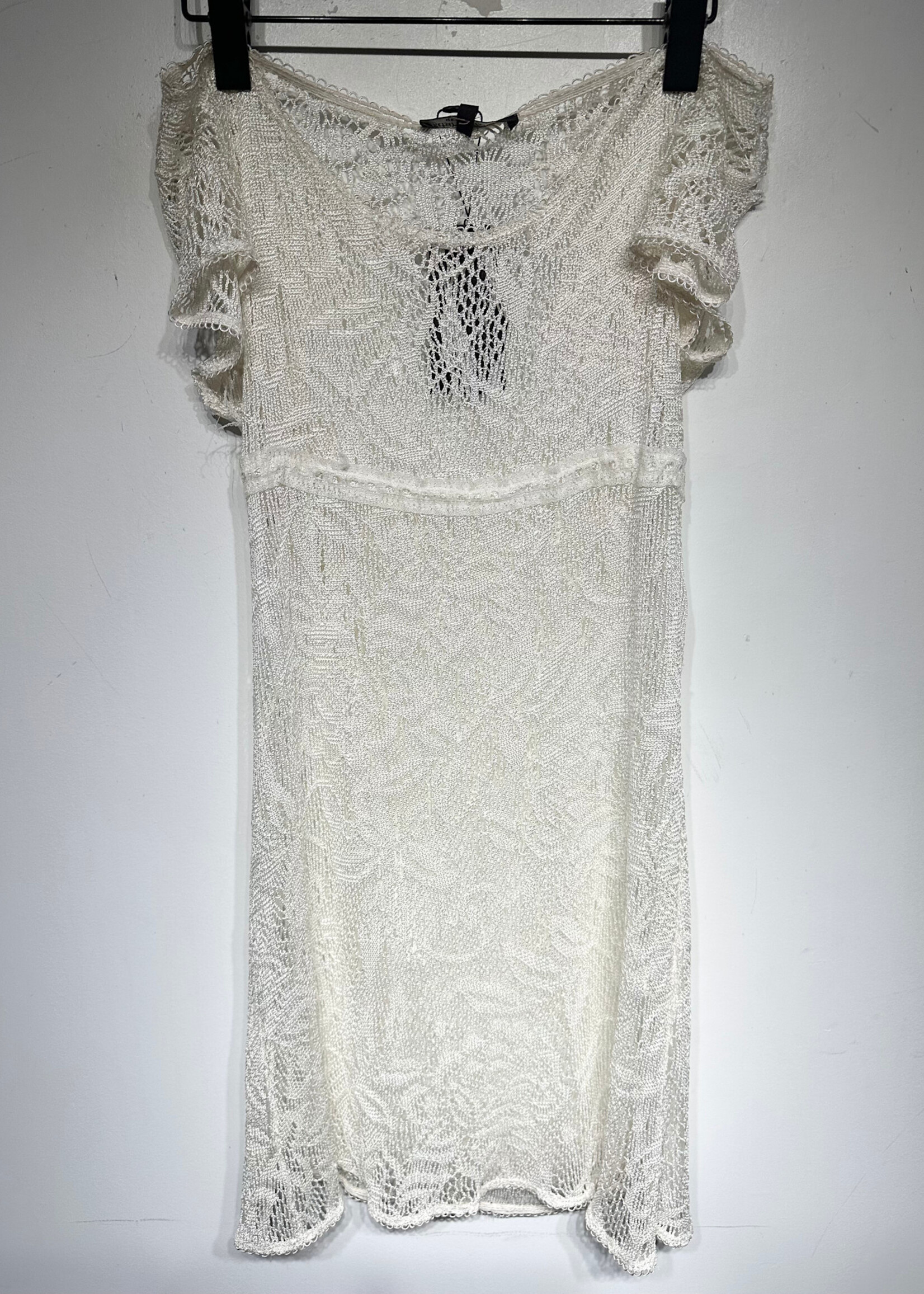 Betsey Johnson Vintage White Knit Cover Up Dress L