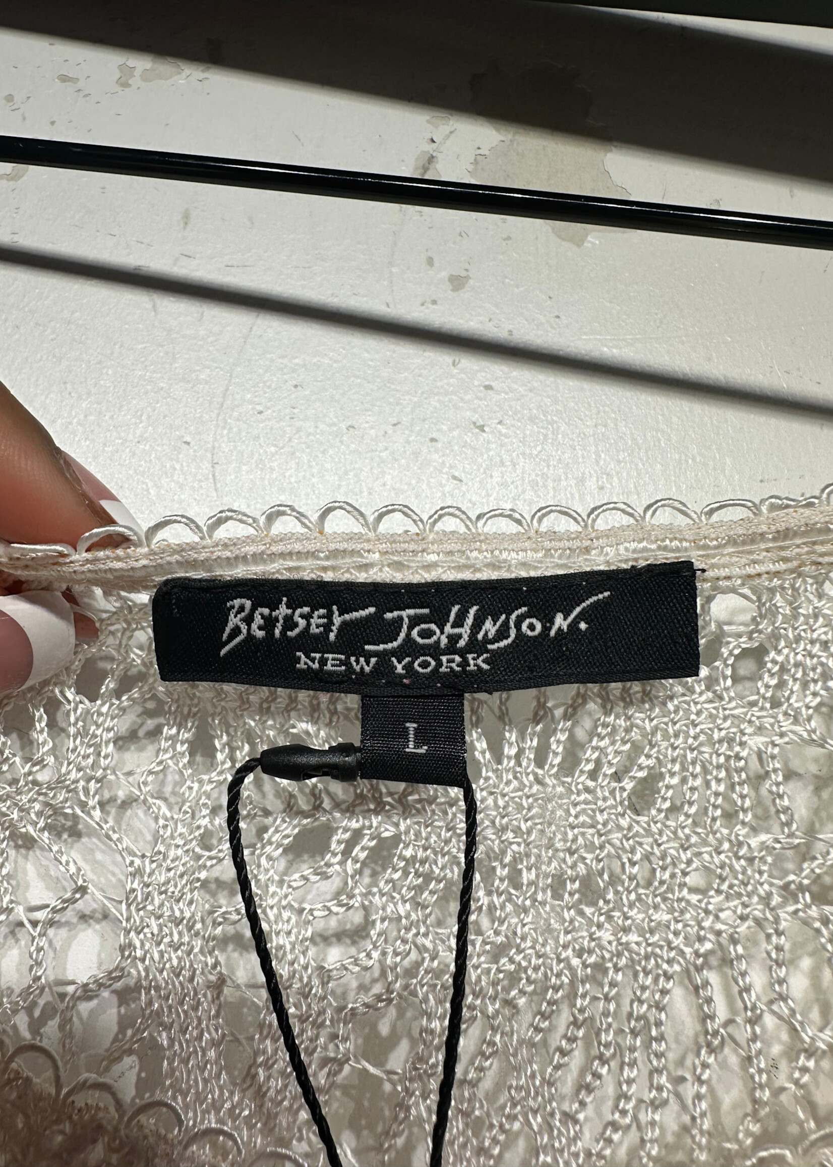 Betsey Johnson Vintage White Knit Cover Up Dress L