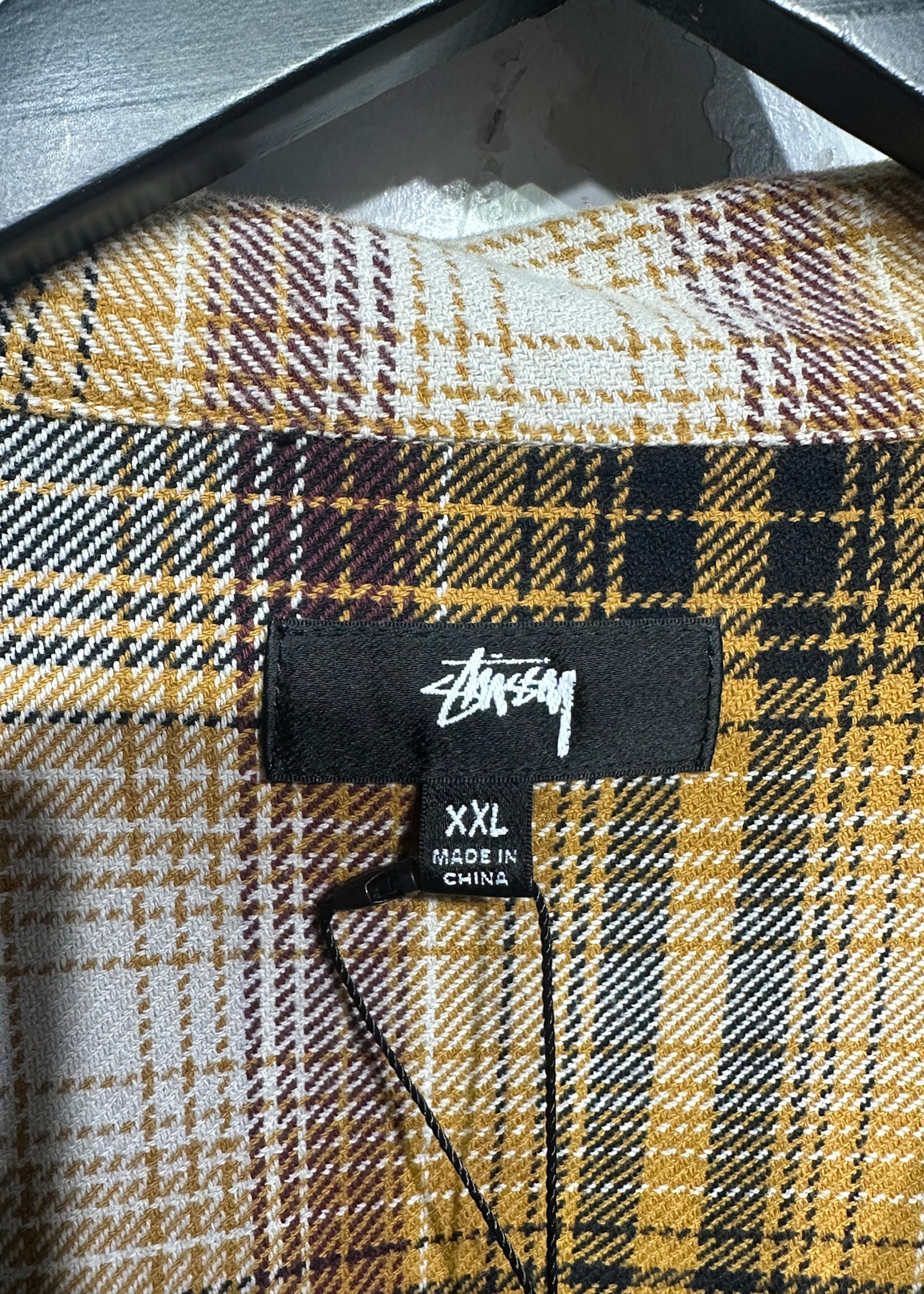 Stussy Yellow Plaid Long Sleeve Zip Up 2X