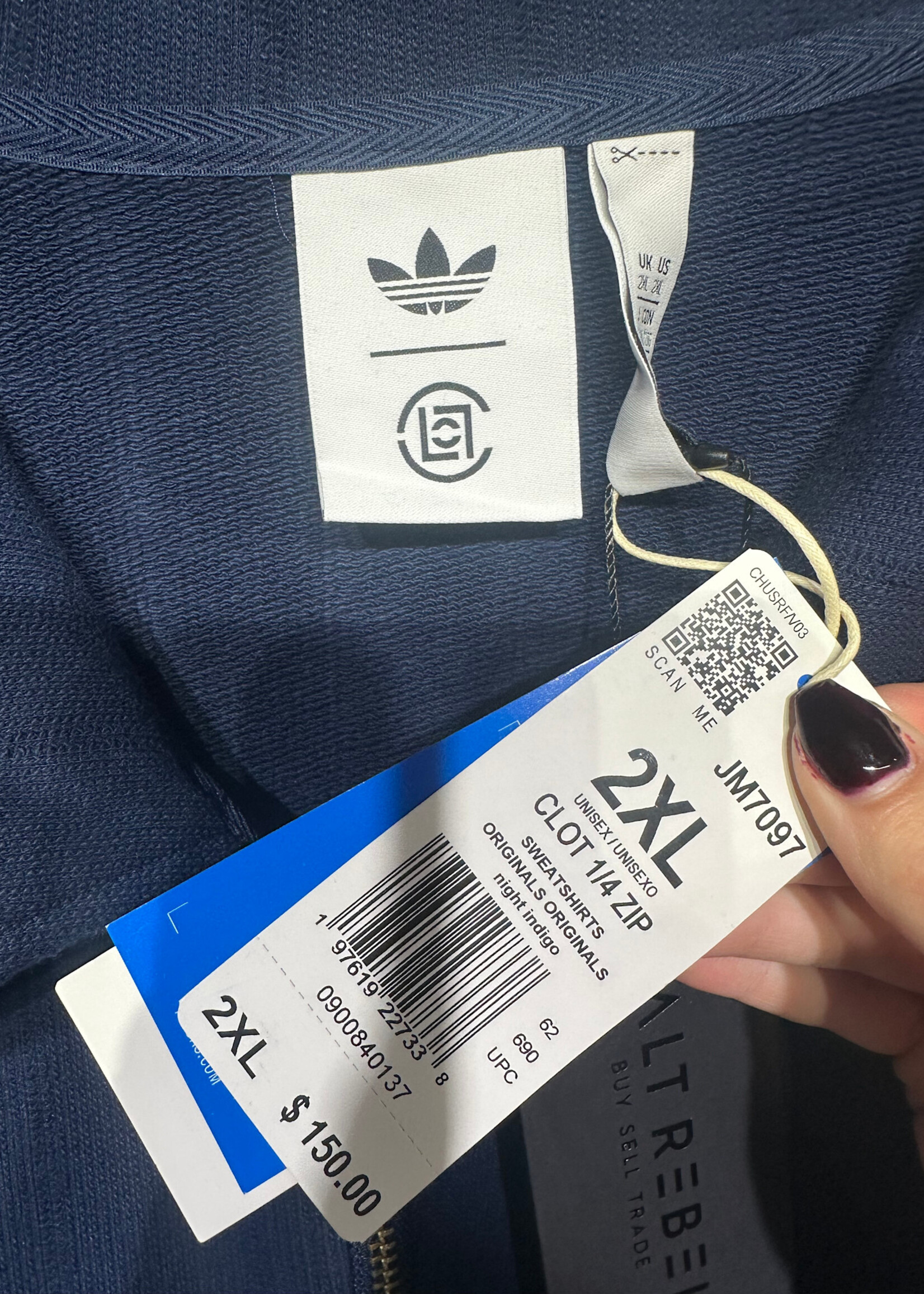 NWT Adidas x Clot Navy 1/4 Zip Track Jacket XXL