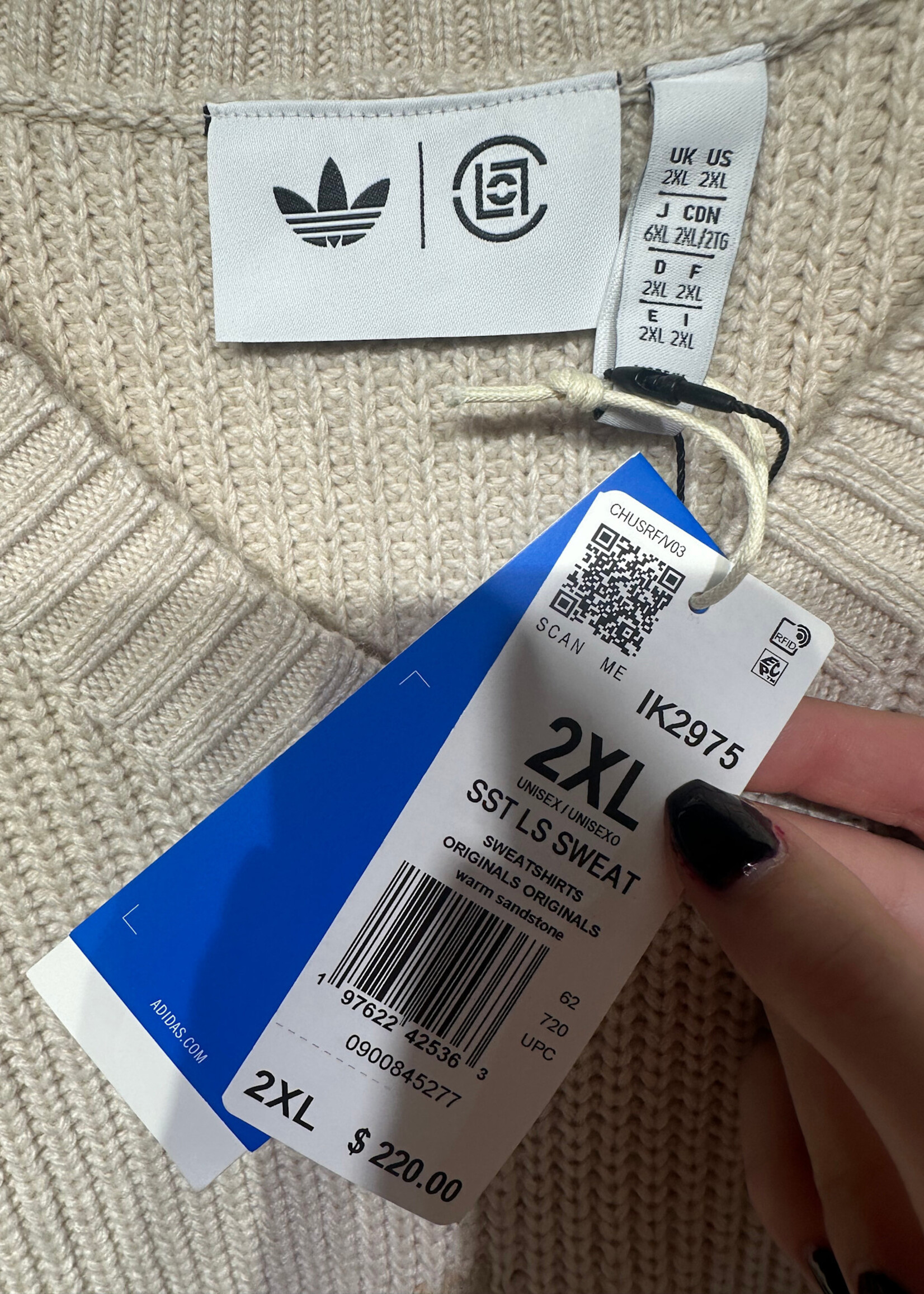 NWT Adidas x Clot Knit V Neck Sweater XXL