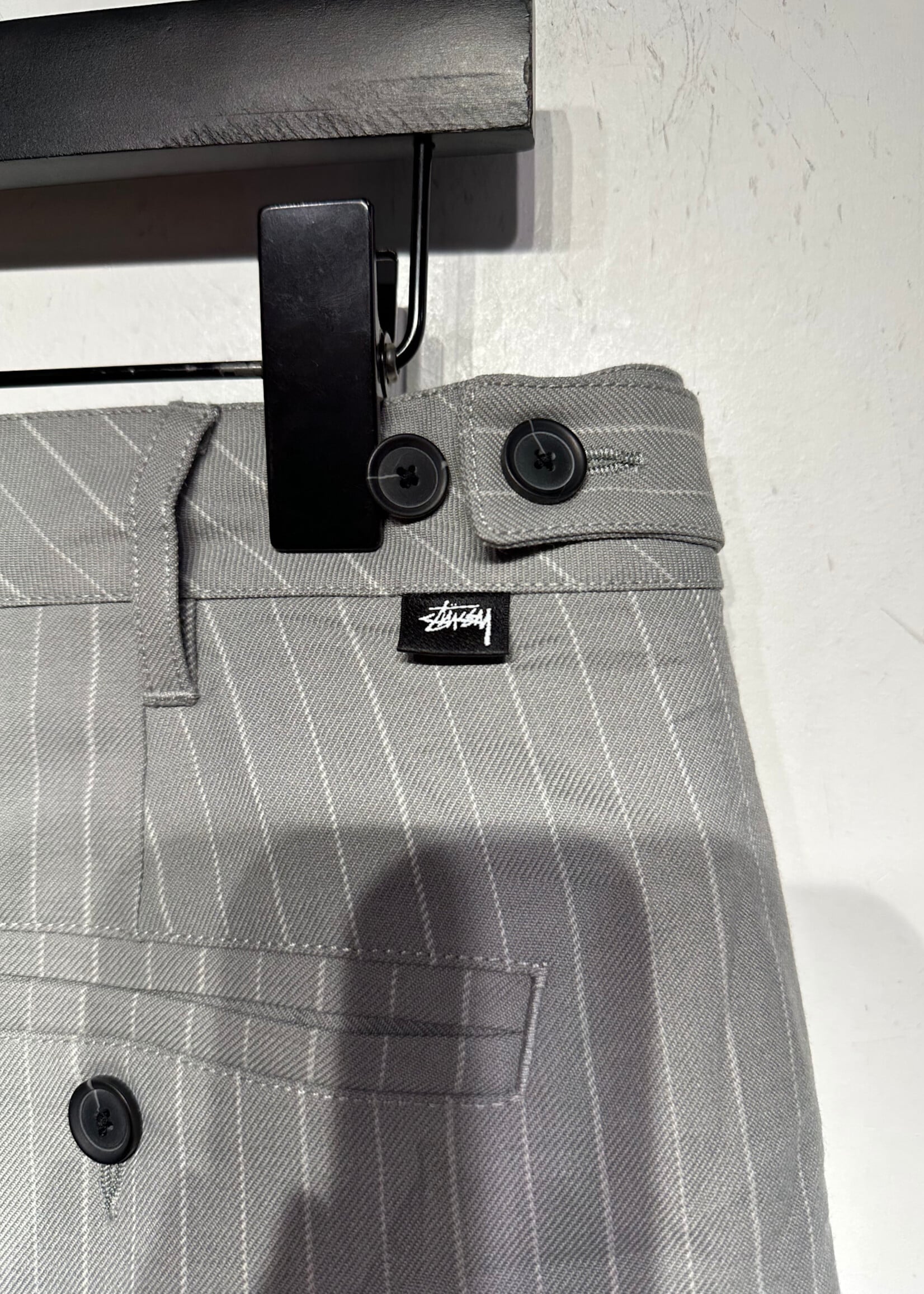 Stussy Grey Pinstripe Wrinkle Shorts Unisex 30