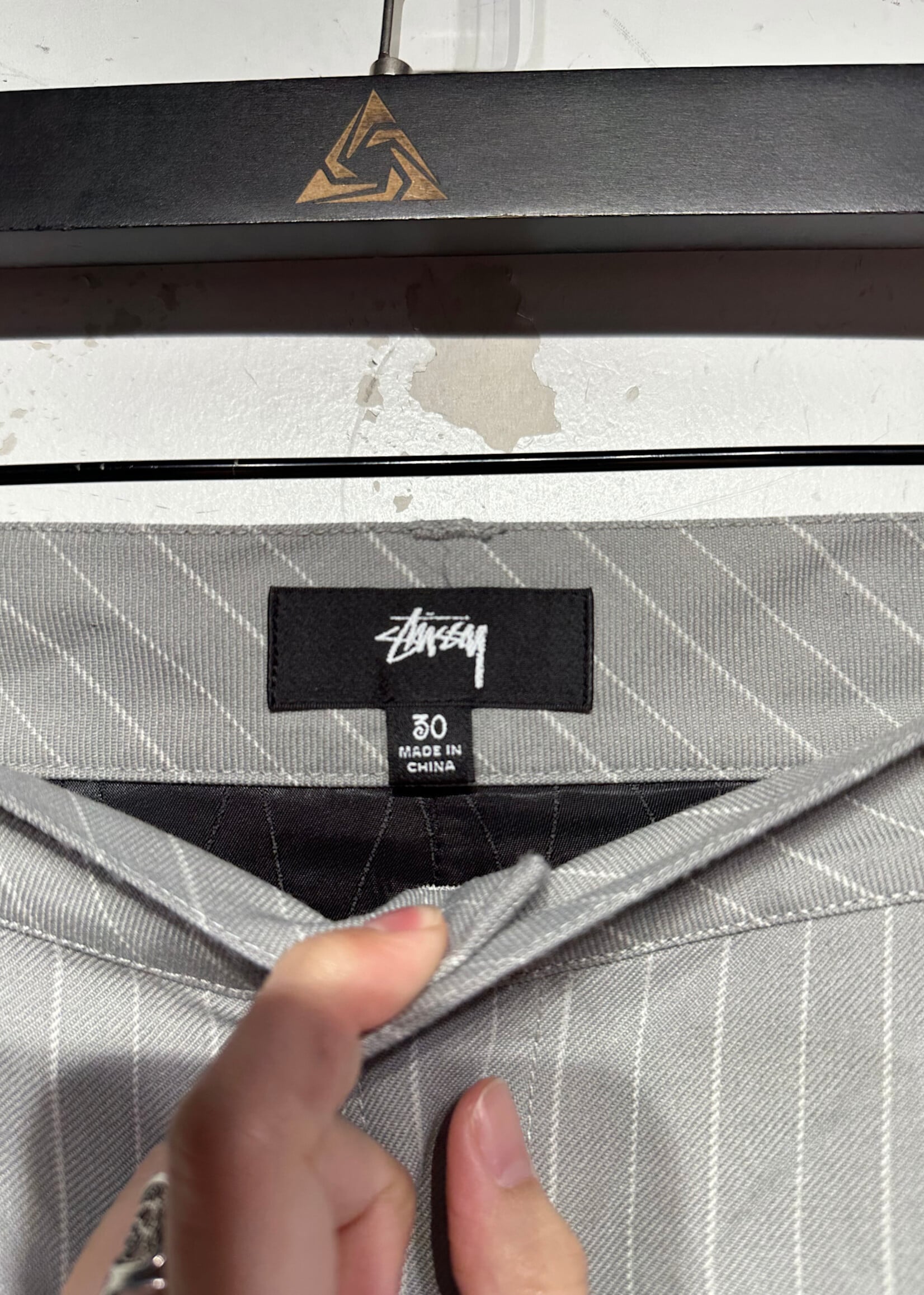 Stussy Grey Pinstripe Wrinkle Shorts Unisex 30