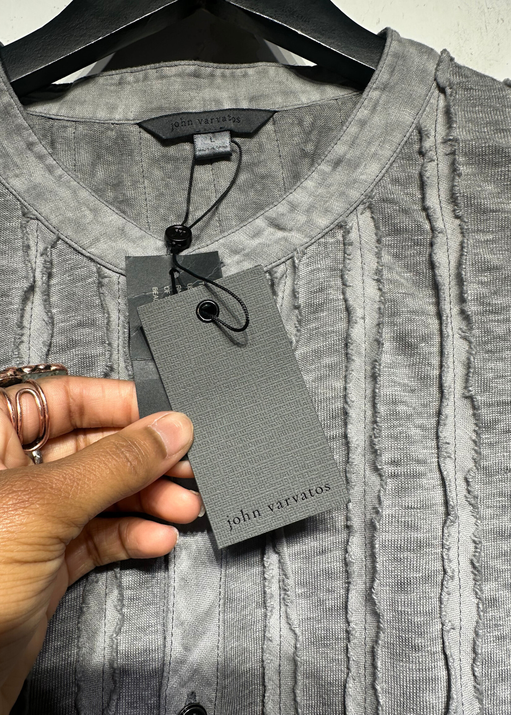 John Varvatos NWT Grey Raw Hem Detail BU L