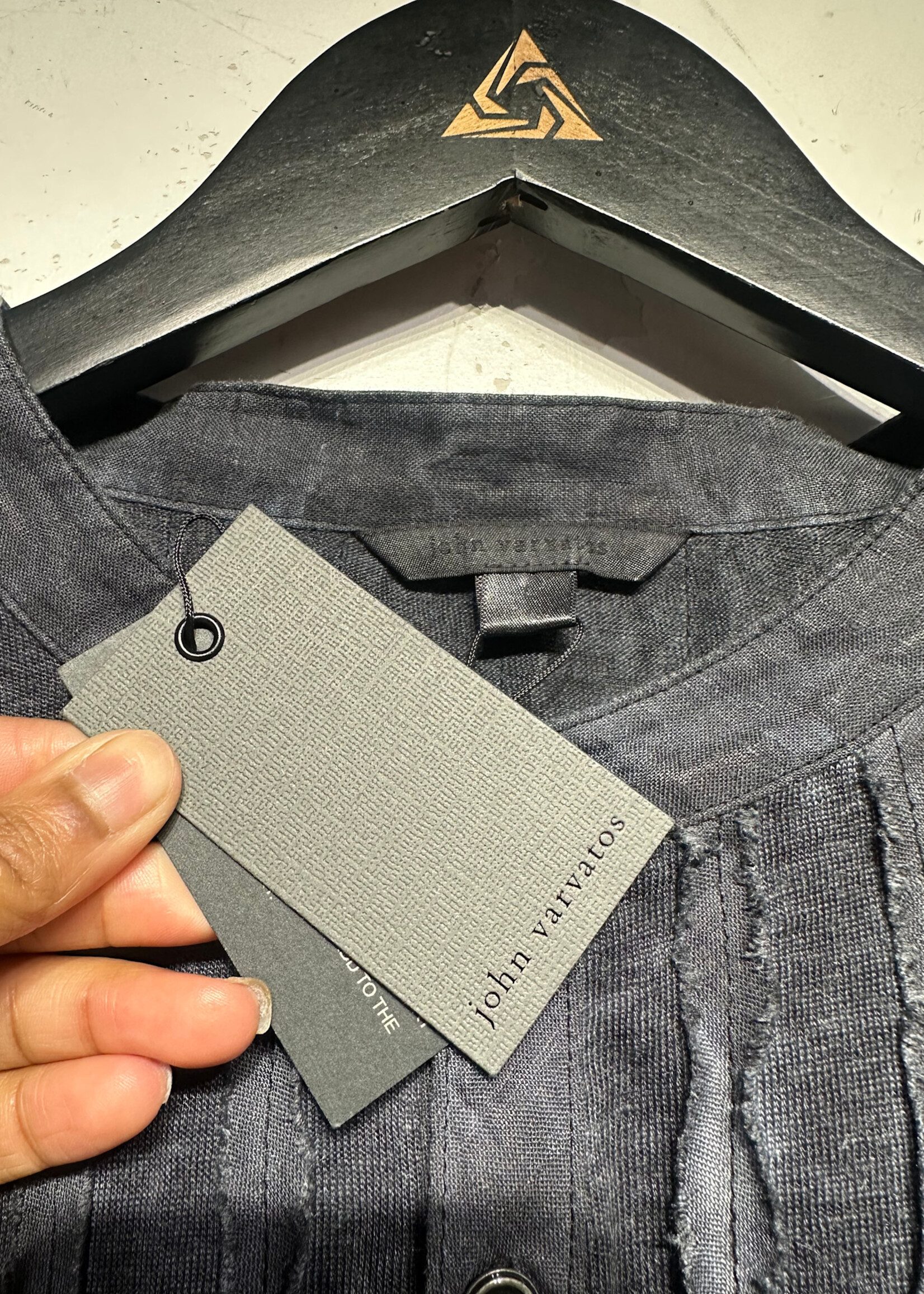 John Varvatos NWT Black Raw Hem Detail BU L