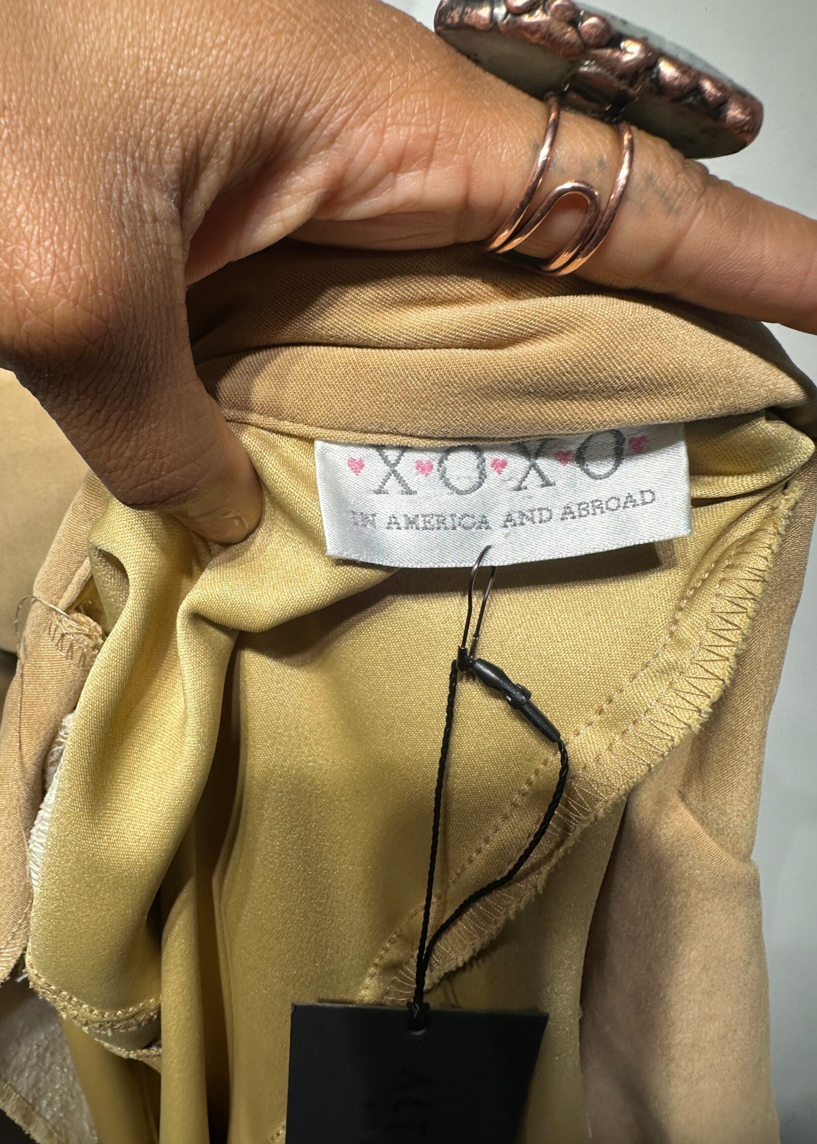 XOXO Tan Thin Suit Jacket Pant Set S Fem