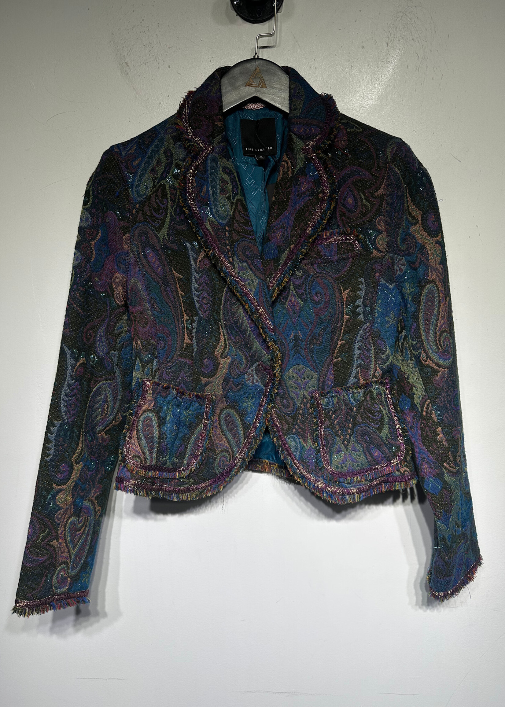 The Limited Dark Blue Purple Fringe Hem Jacket S Fem