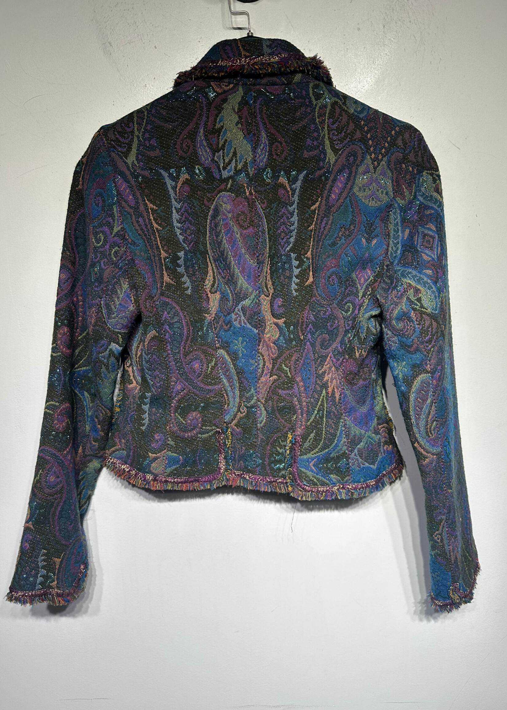 The Limited Dark Blue Purple Fringe Hem Jacket S Fem