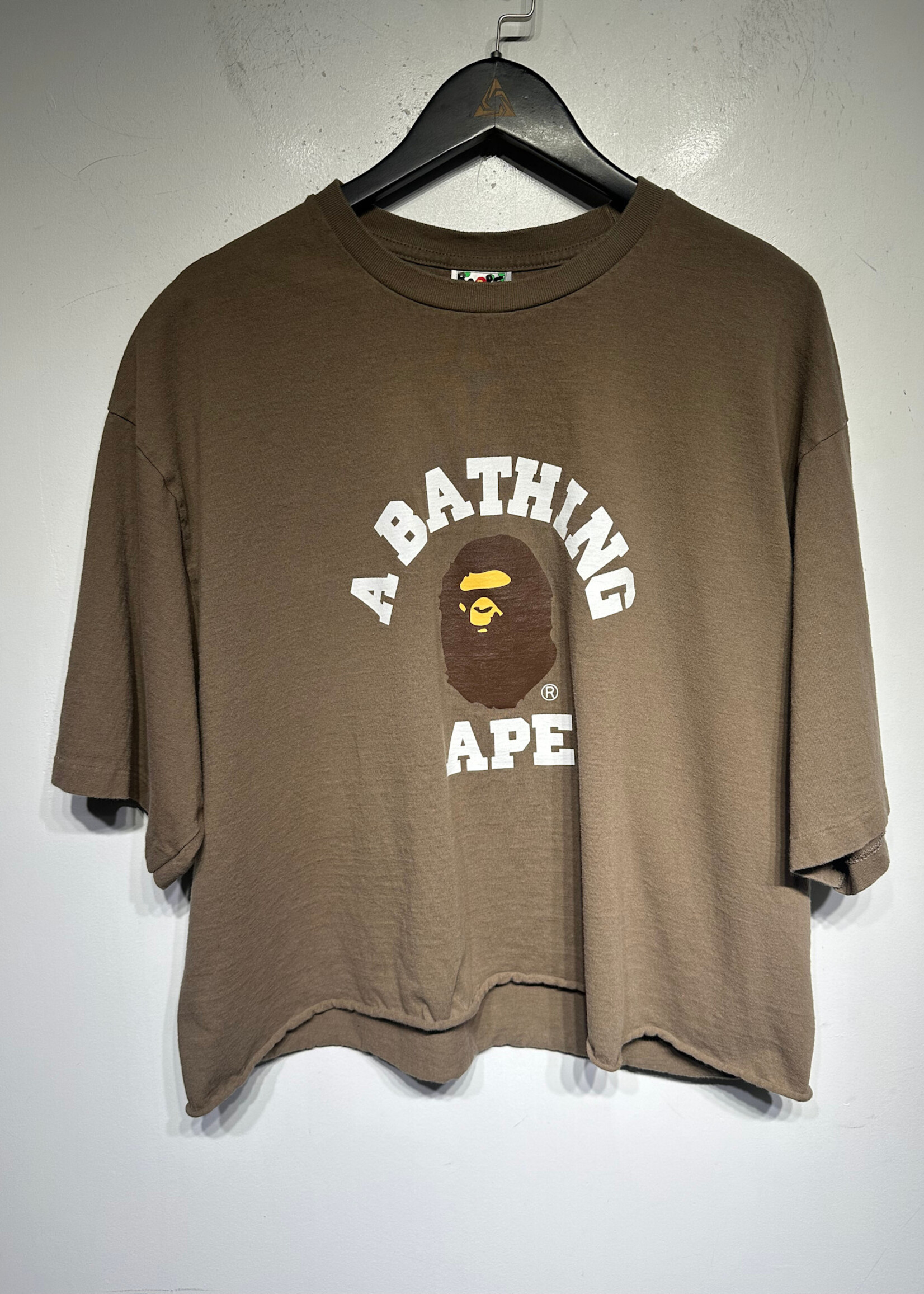 Bape Brown Cropped Logo Tee Fits XL