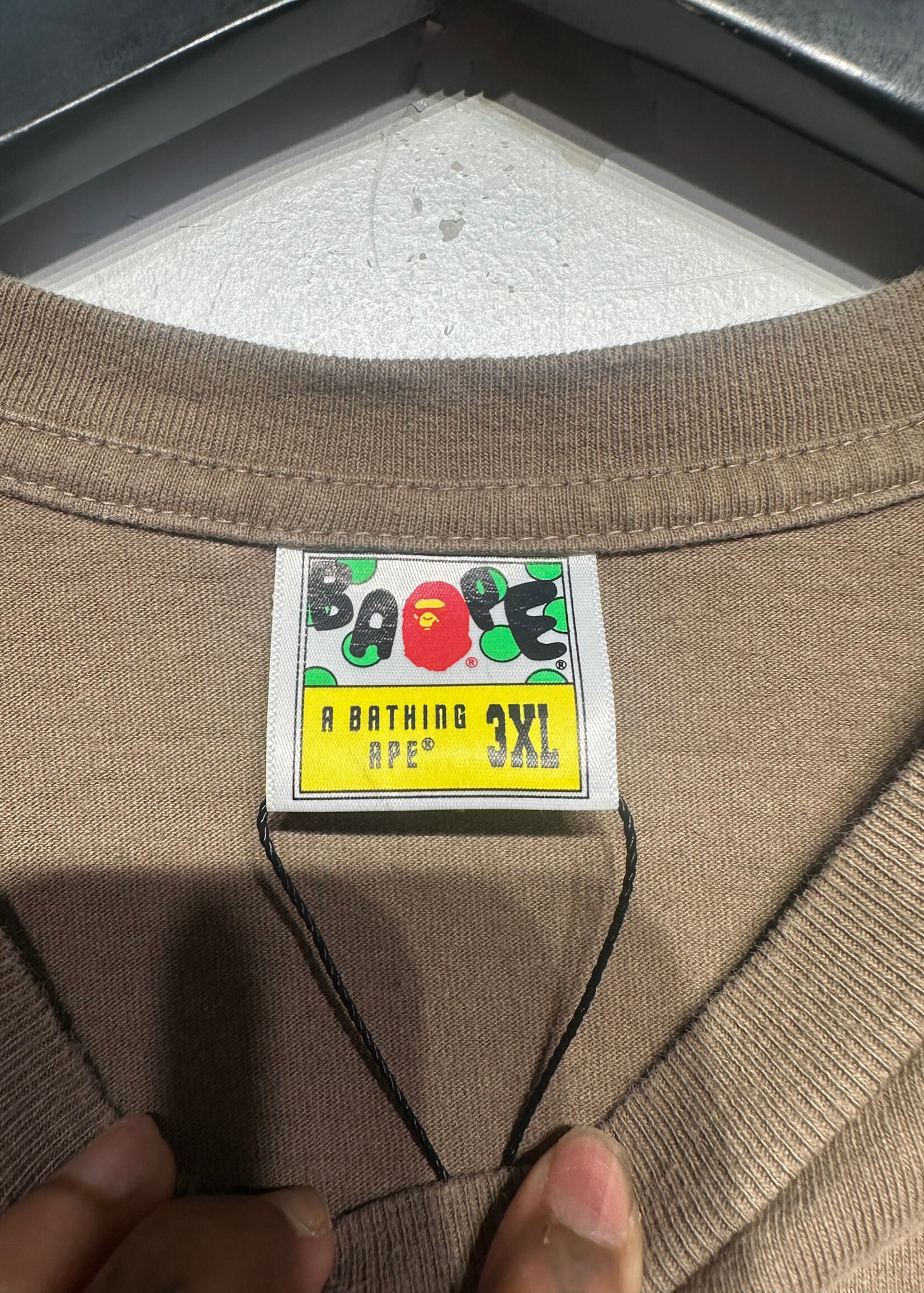Bape Brown Cropped Logo Tee Fits XL